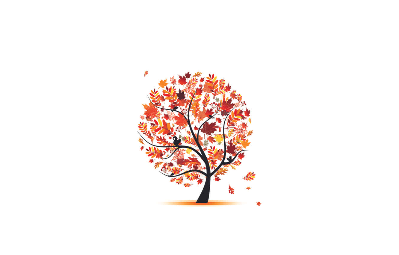 minimalist autumn, white background, vibrant orange red, HD Desktop Wallpaper