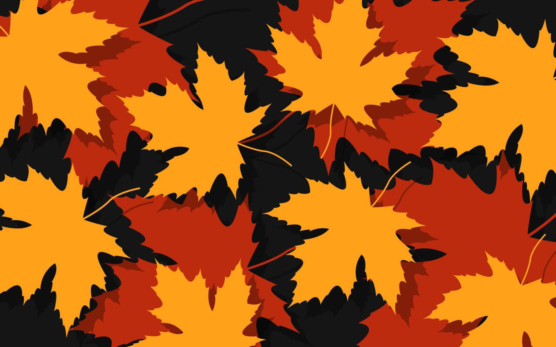 minimalist autumn, vibrant orange, red maple leaves, Full HD Desktop Wallpaper