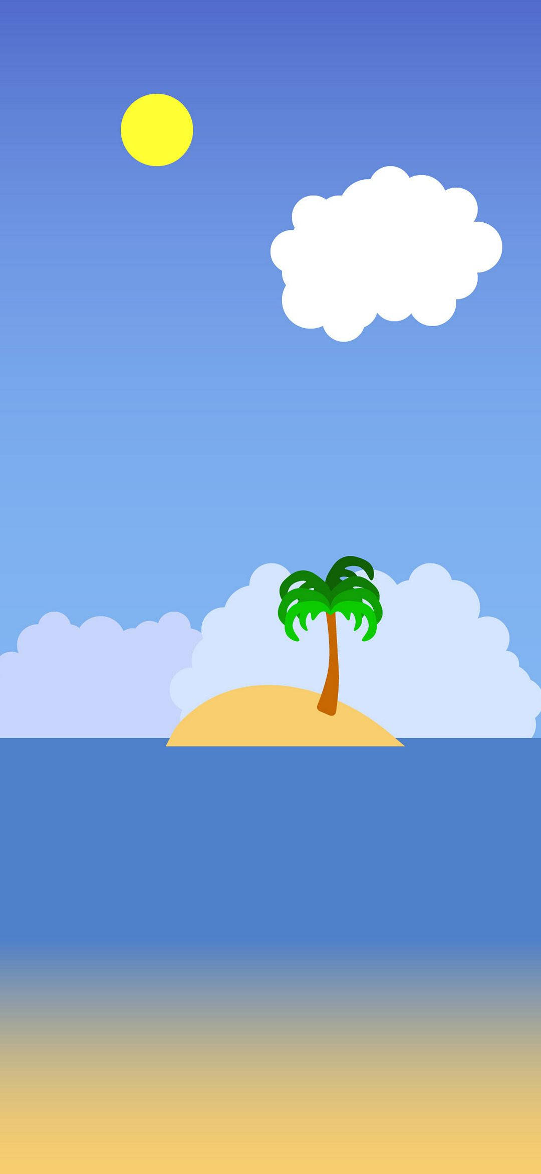 minimalist island, palm tree, sandy island, Full HD Phone Wallpaper