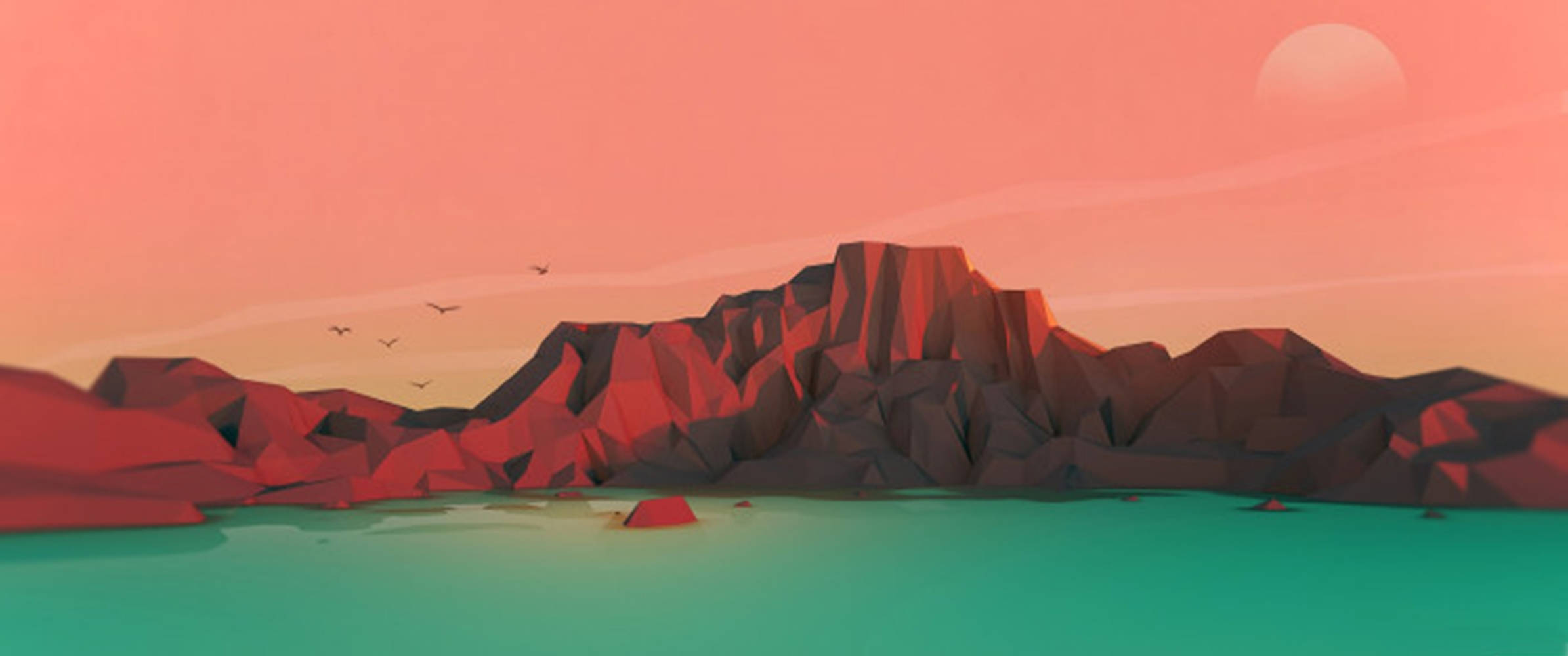 3440x1440, minimalist cove lagoon, turquoise water, Full HD Desktop Wallpaper