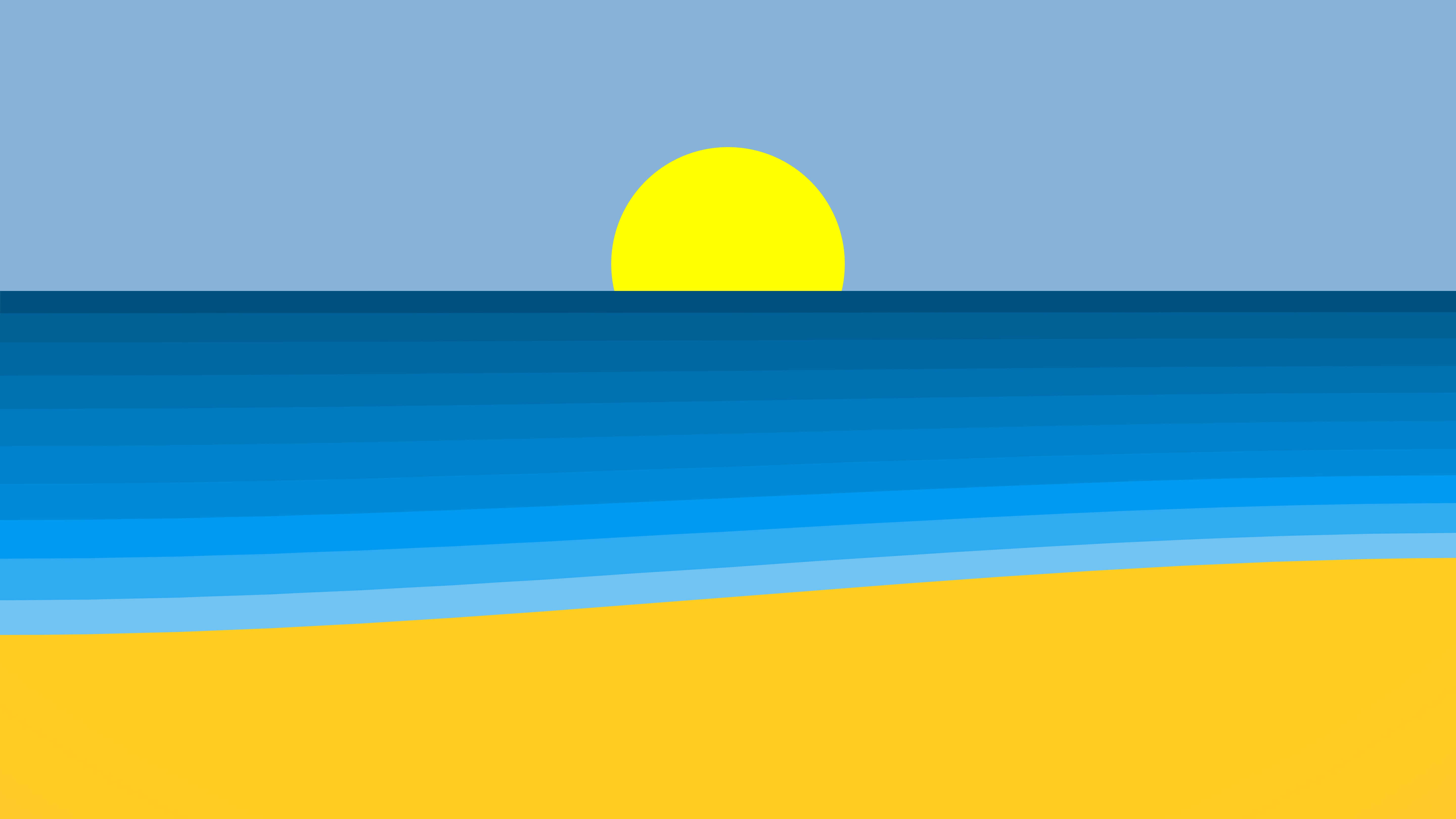 minimalist beach, sunset, calm ocean, 5K Desktop Wallpaper