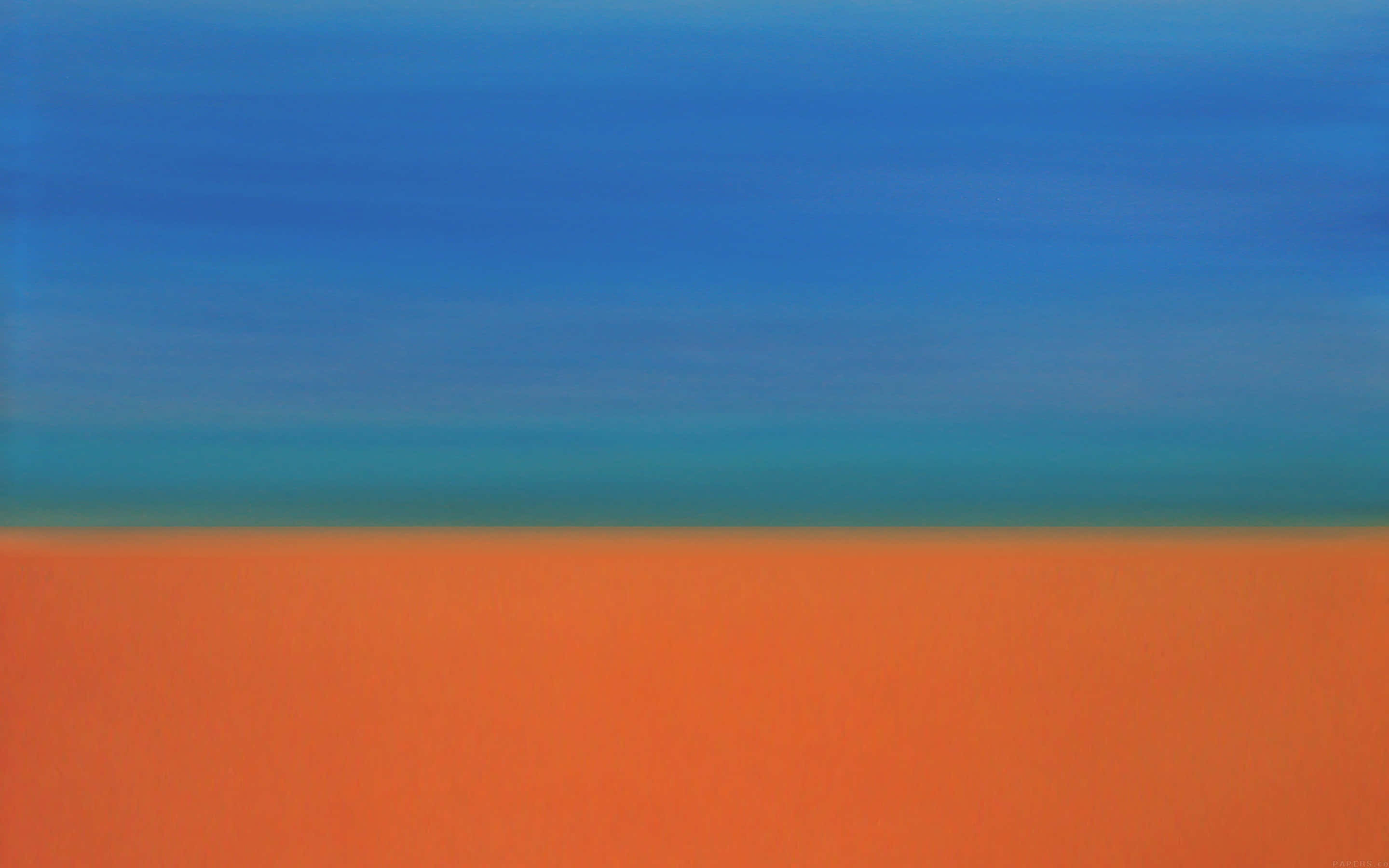 minimalist beach, deep blue sky, warm orange ground, 2K Desktop Wallpaper