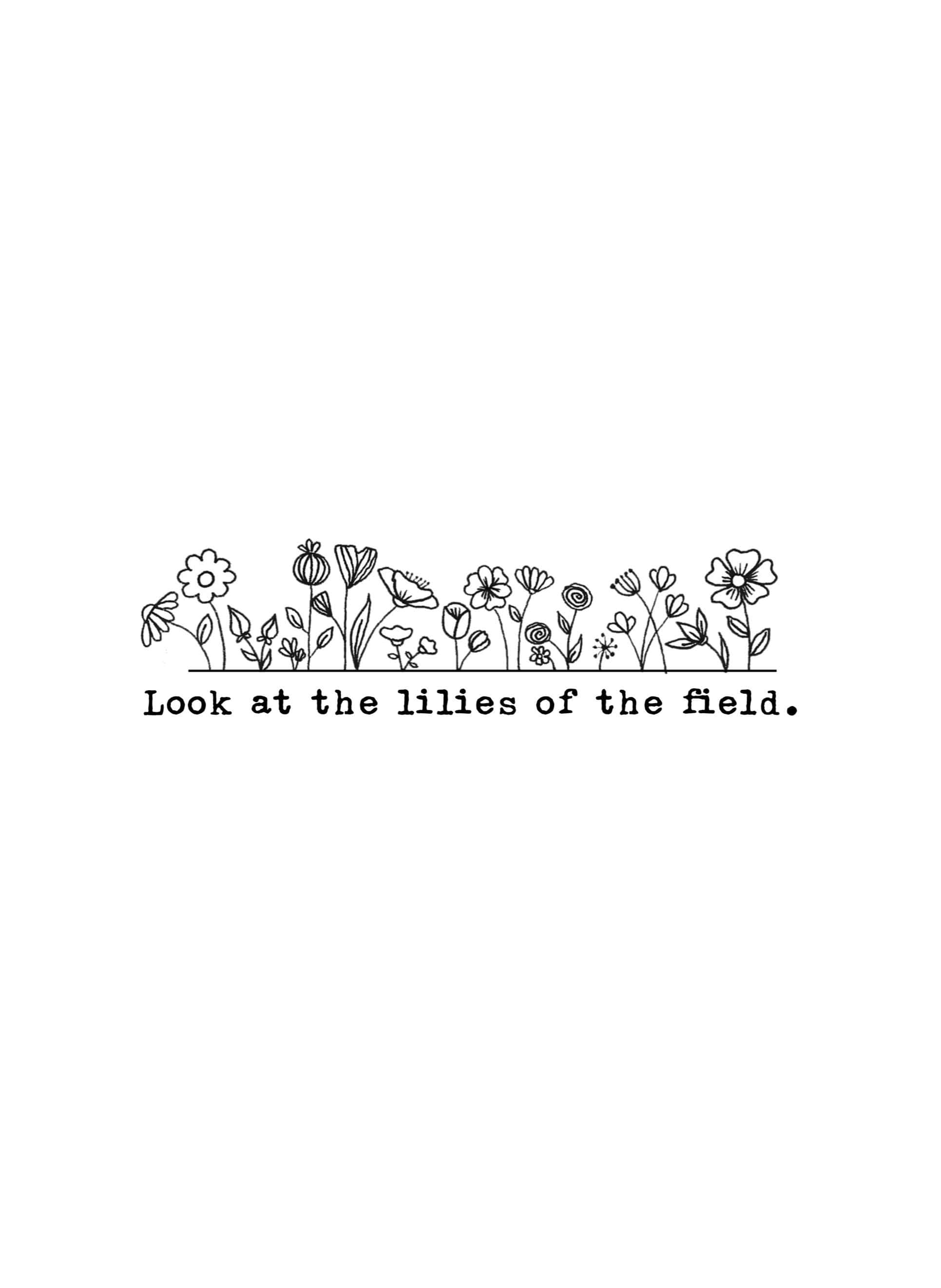 Minimalist Bible, black line drawing, wildflowers, 2K Phone Wallpaper