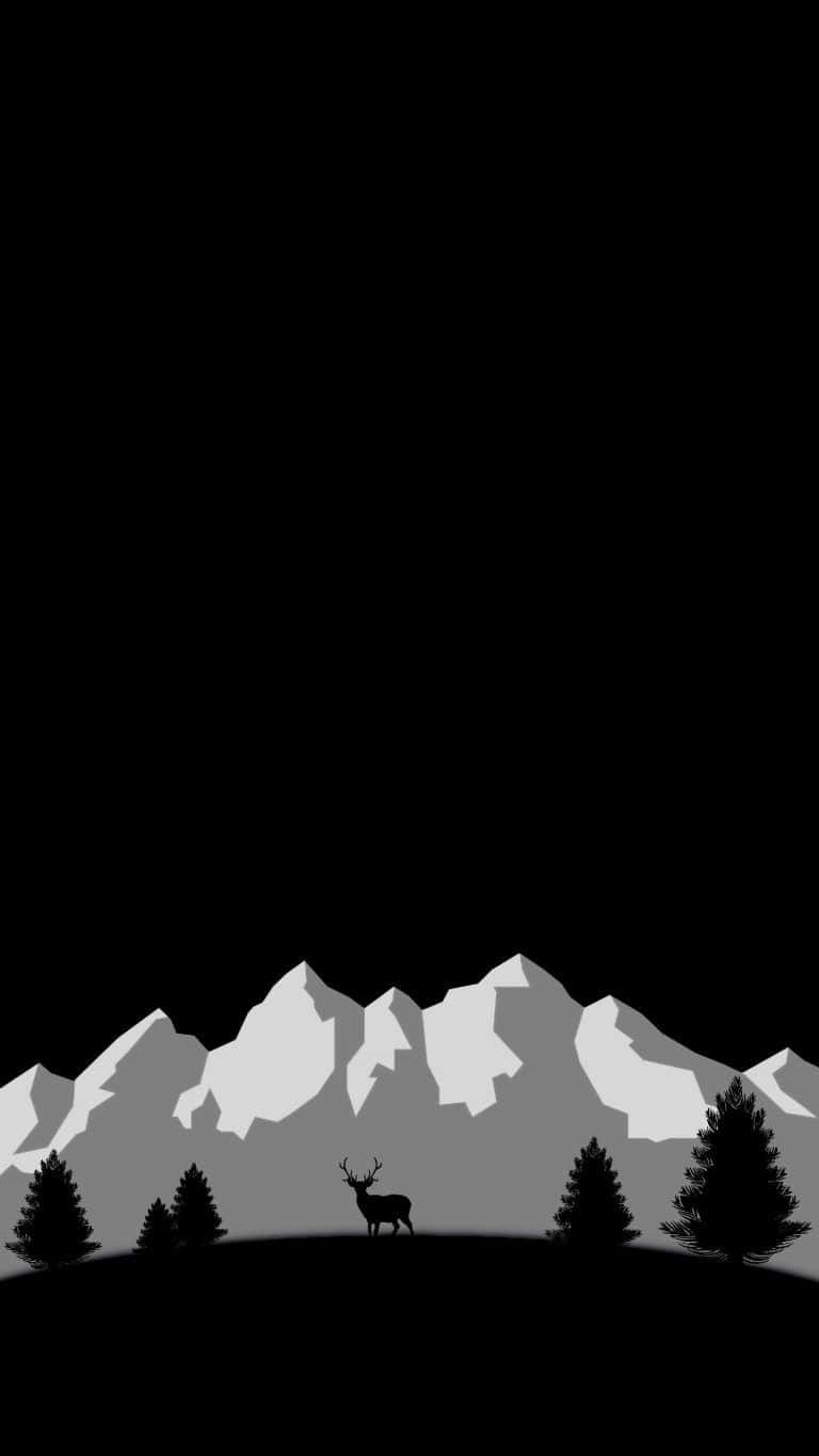 minimalist black and white, geometric pattern, deer silhouette, HD Phone Wallpaper