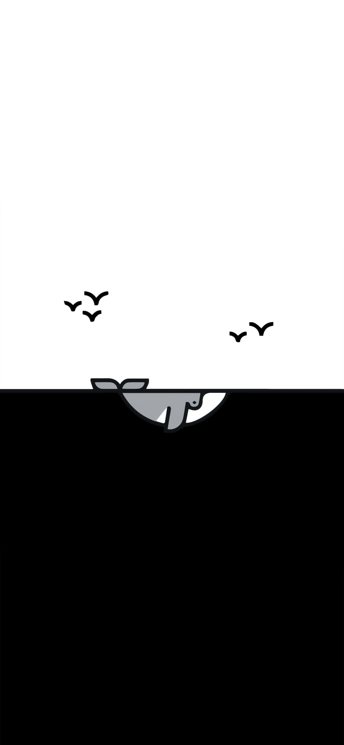 minimalist whale, horizon line, dark silhouette, Full HD Phone Wallpaper