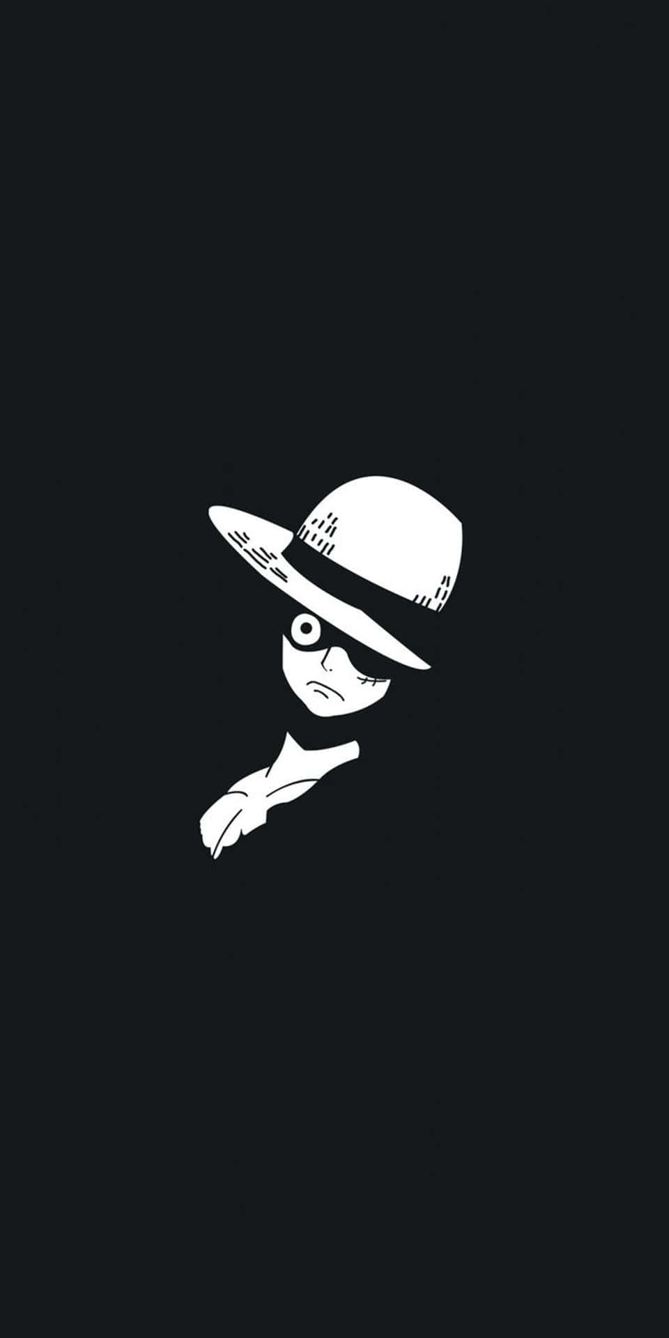 minimalist black and white, white line-art character, fedora, Full HD Phone Wallpaper