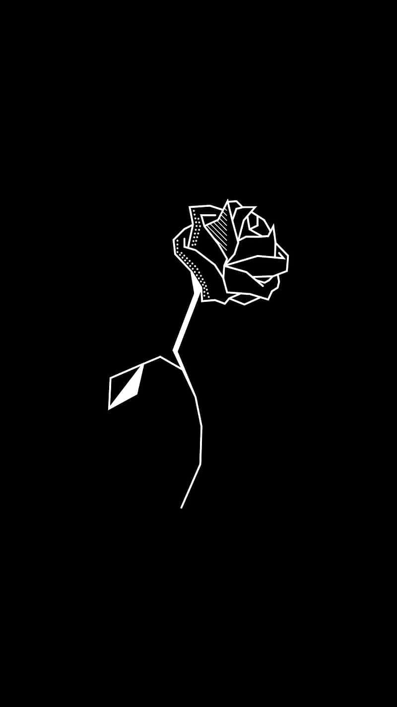 minimalist white rose, geometric rose, single leaf, HD Phone Wallpaper