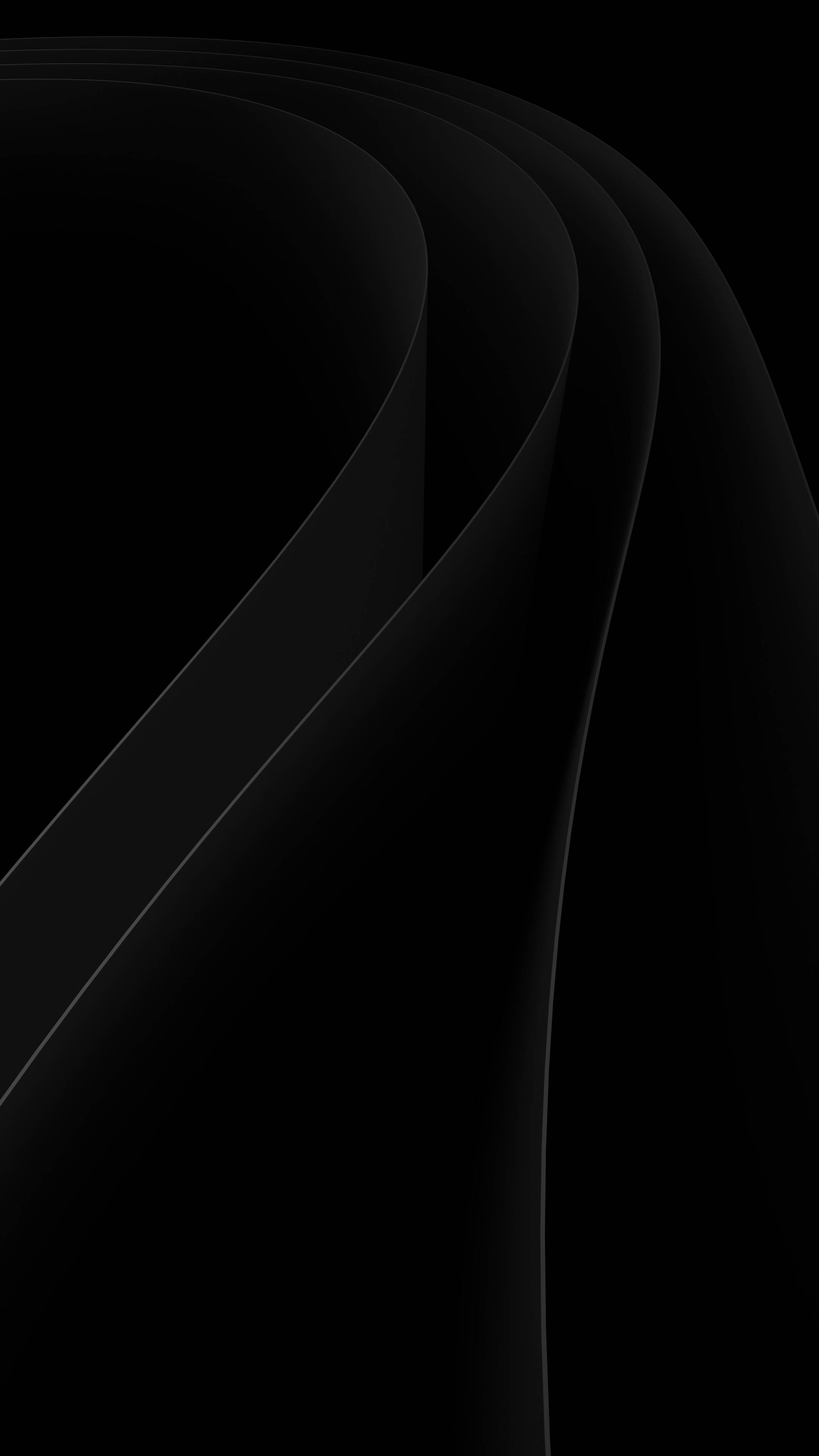 Wavy Minimalist Black Phone, black, curved lines, 4K Phone Wallpaper