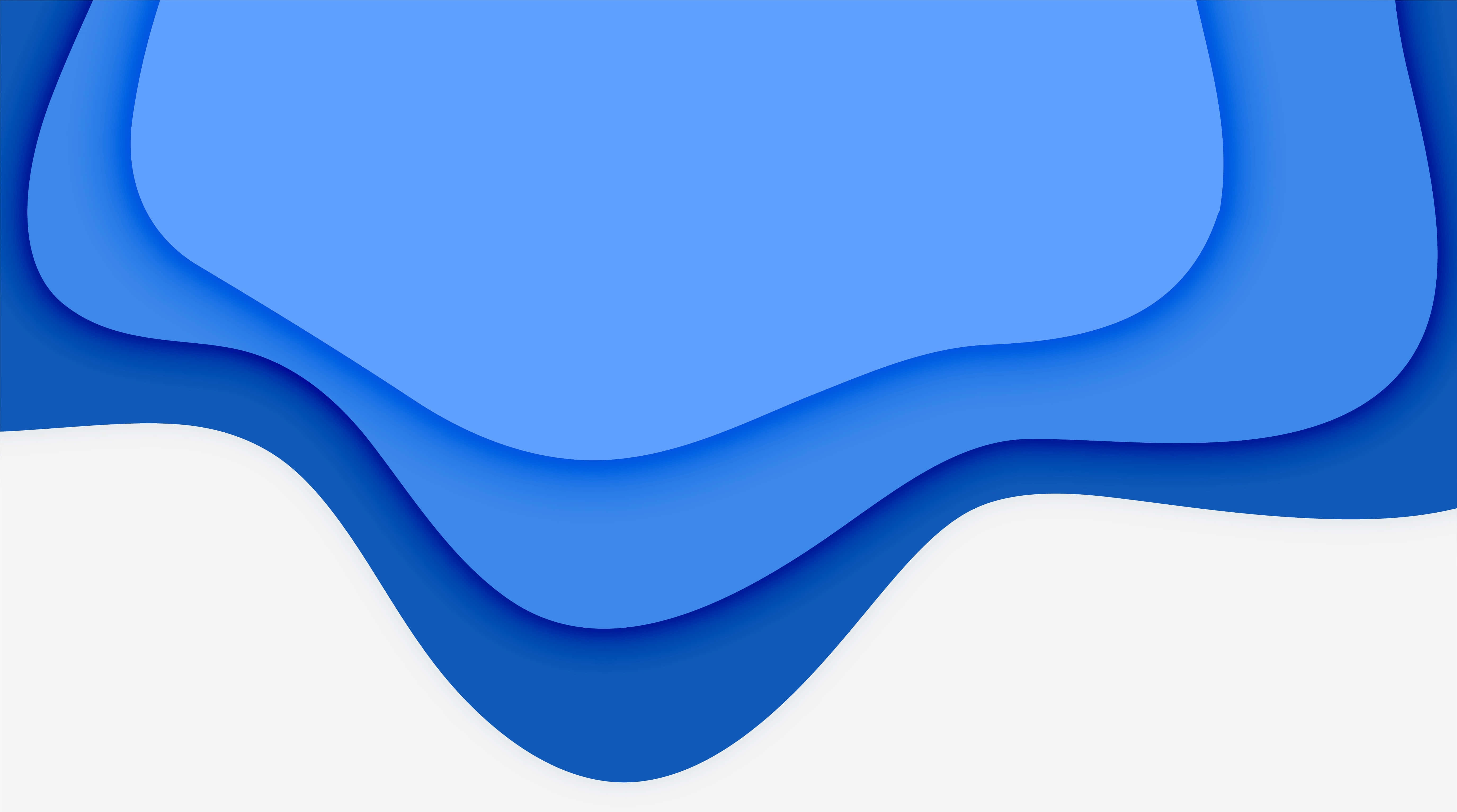 Minimalist Blue, blue wave shapes, clean white background, 5K Desktop Wallpaper
