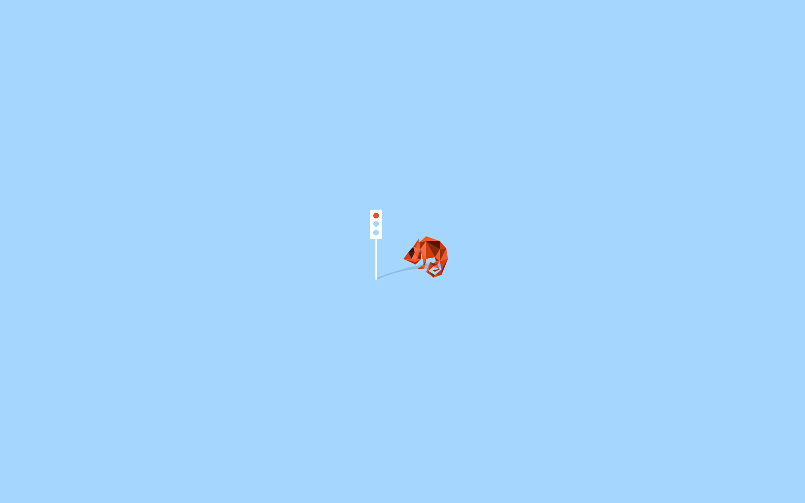 minimalist blue, orange chameleon, thin wire, 2K Desktop Wallpaper