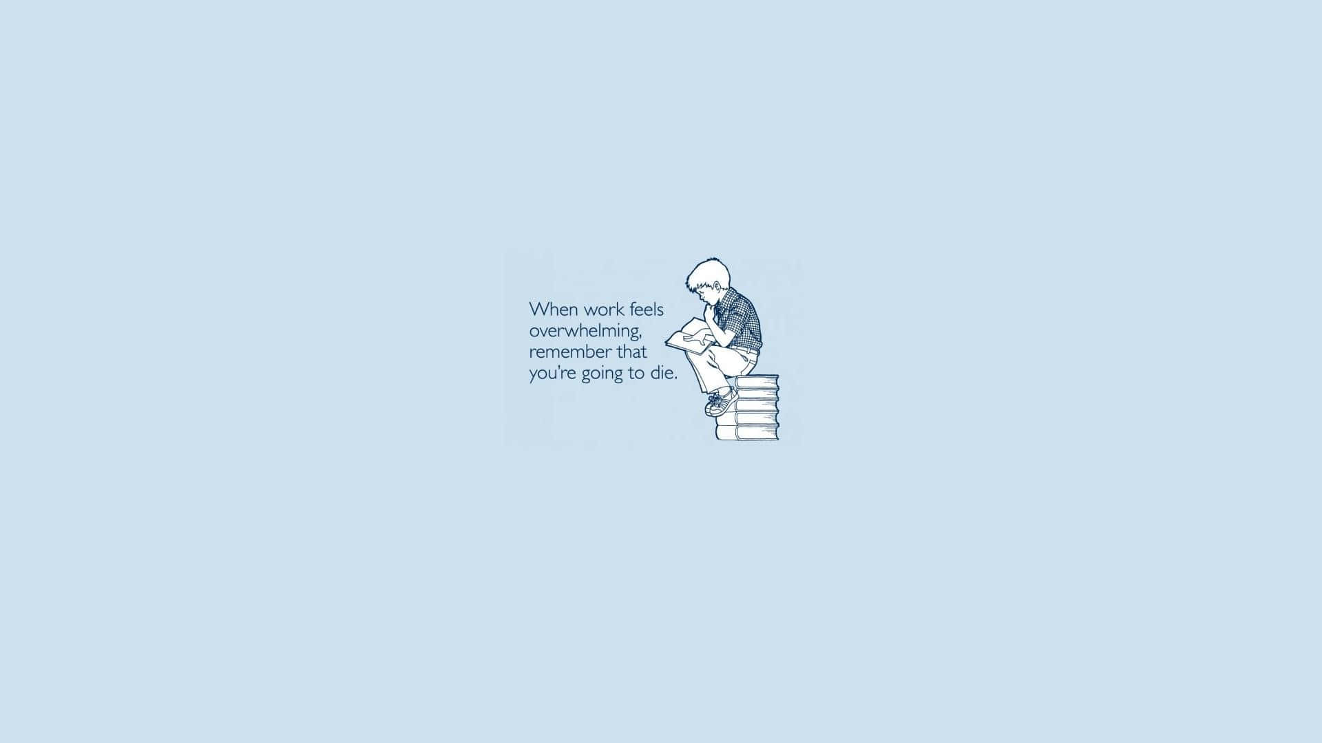 minimalist blue, line-art illustration, person sitting atop a stack of books, Full HD Desktop Wallpaper