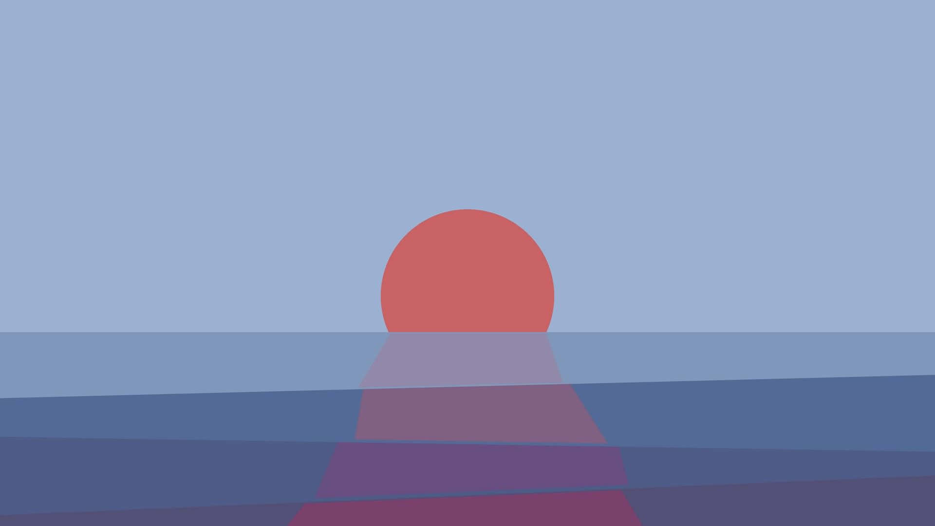 Minimalist Blue, geometric design, coral sun, Full HD Desktop Wallpaper