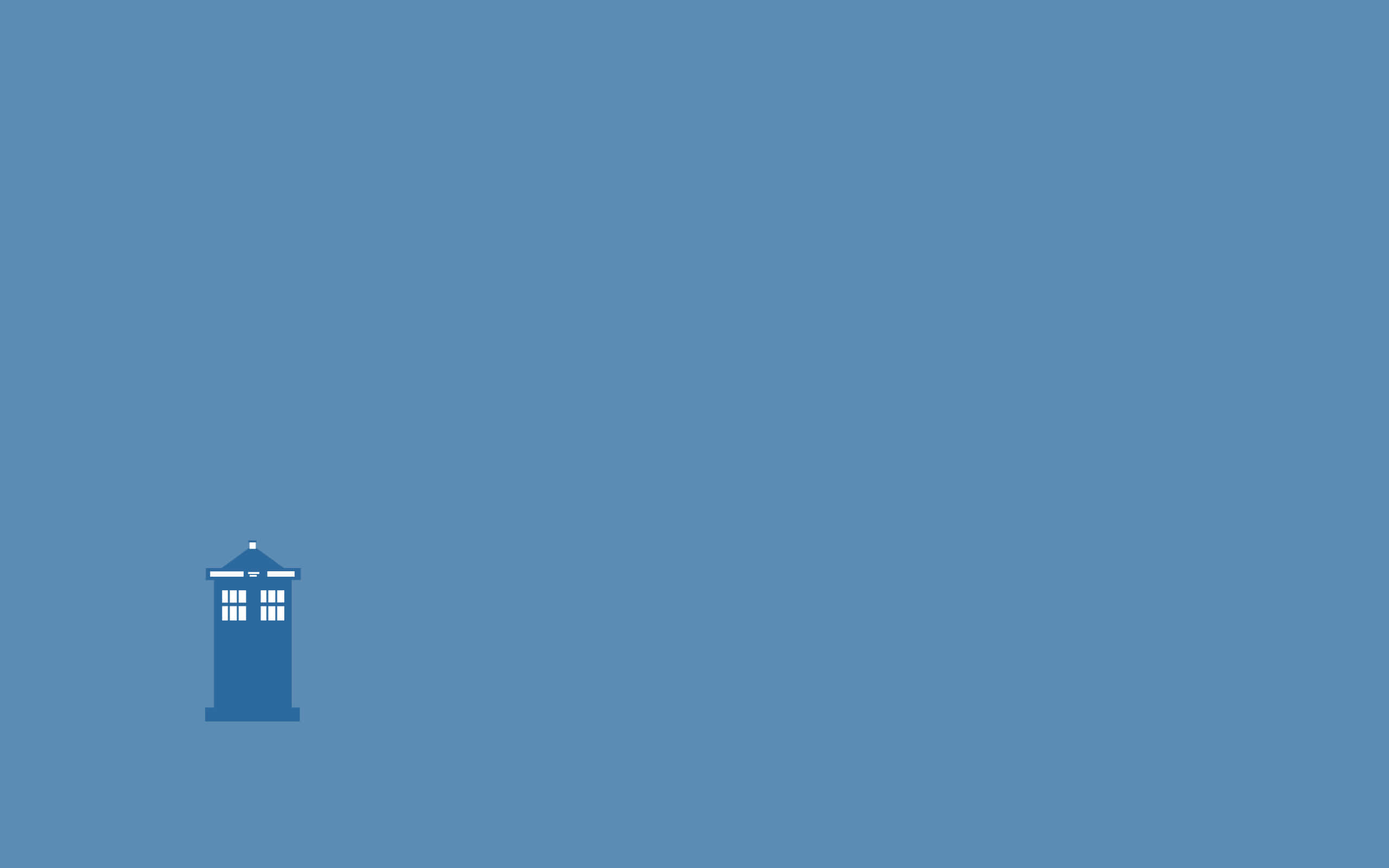minimalist blue, police box, solid blue background, 2K Desktop Wallpaper