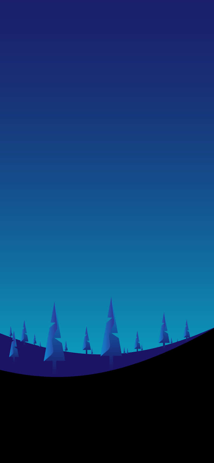 minimalist blue, pine trees, gradient blue sky, HD Phone Wallpaper