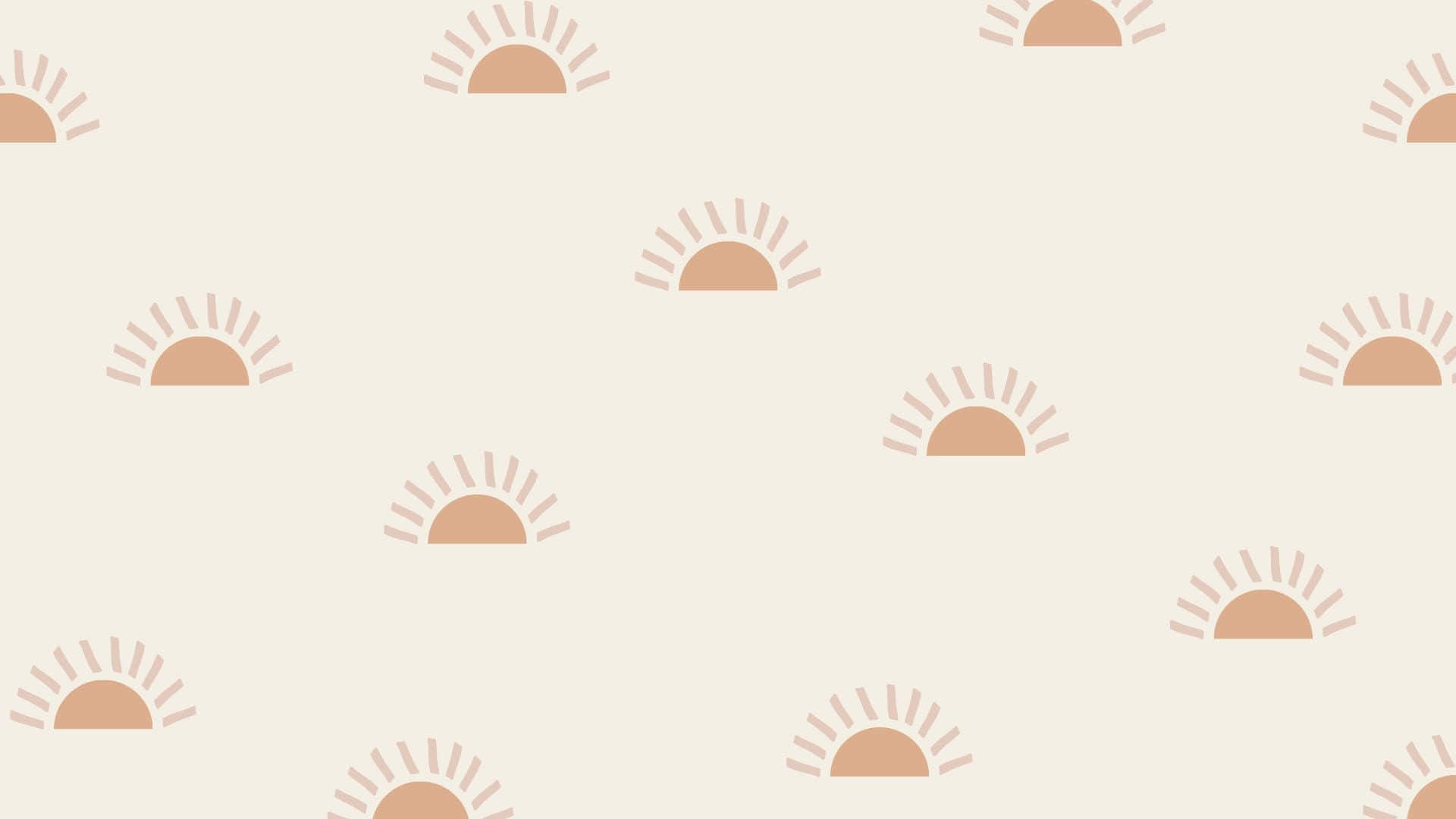 minimalist boho sunrise pattern, soft peach tones, creamy off-white background, Full HD Desktop Wallpaper