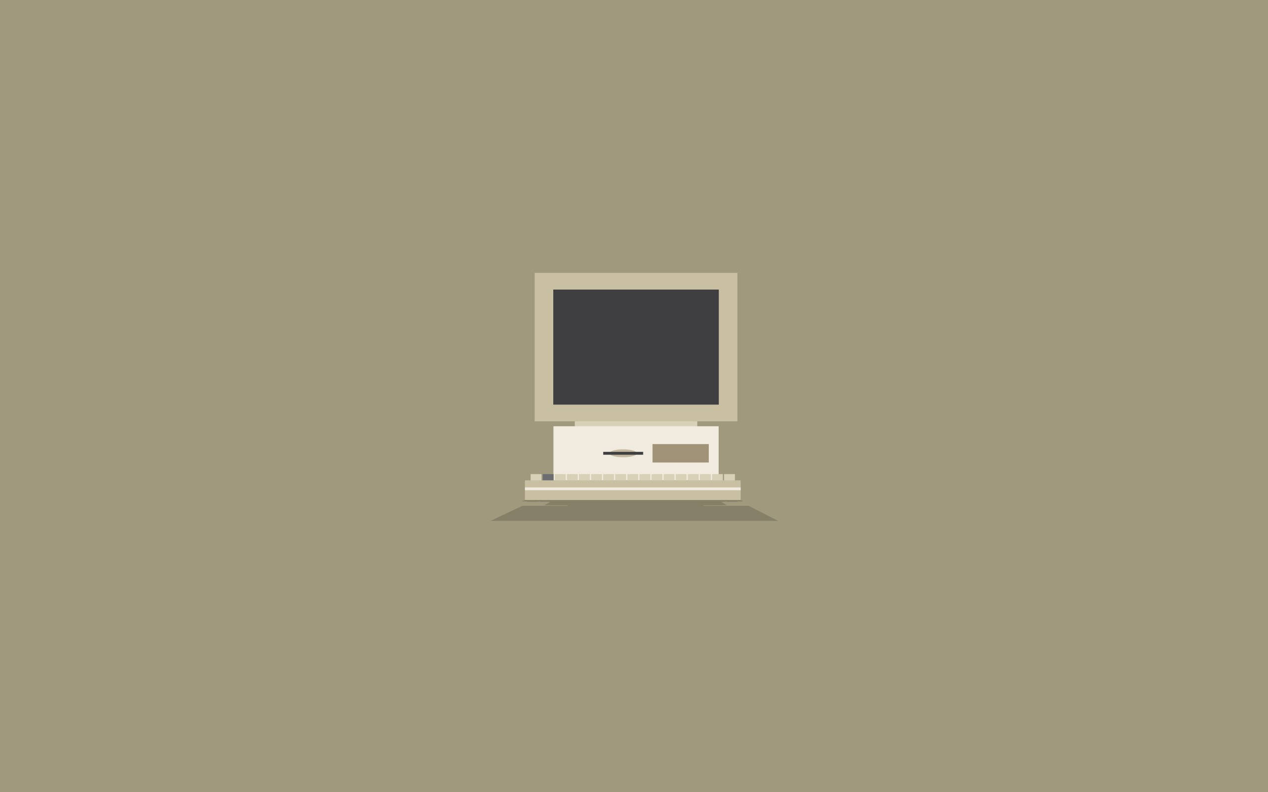 vintage minimalist desktop computer, beige computer, monitor, 2K Desktop Wallpaper