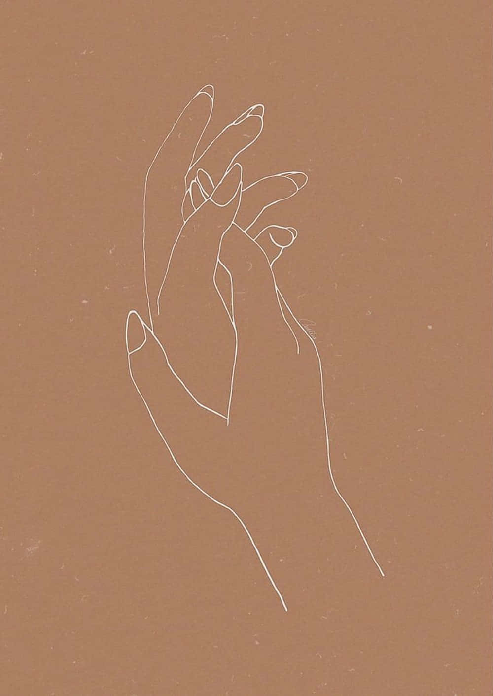 Minimalist Brown Aesthetic, white line drawing, hand, HD Phone Wallpaper