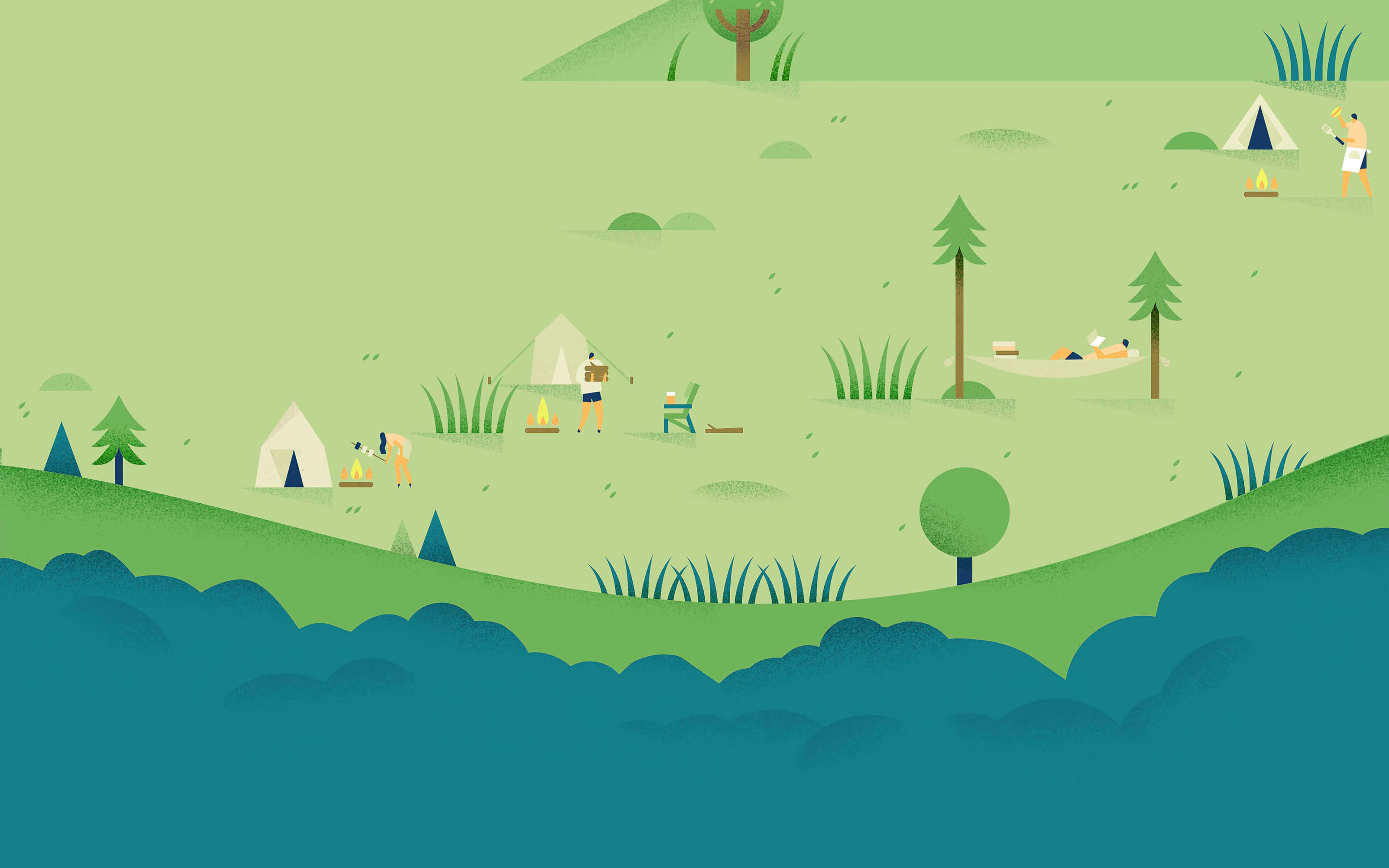 campers, tents, campfires, 4K Desktop Wallpaper