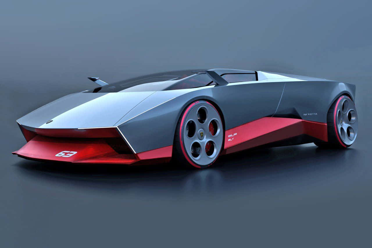 sleek silver and red concept sports car, angular design, exposed wheels, HD Desktop Wallpaper