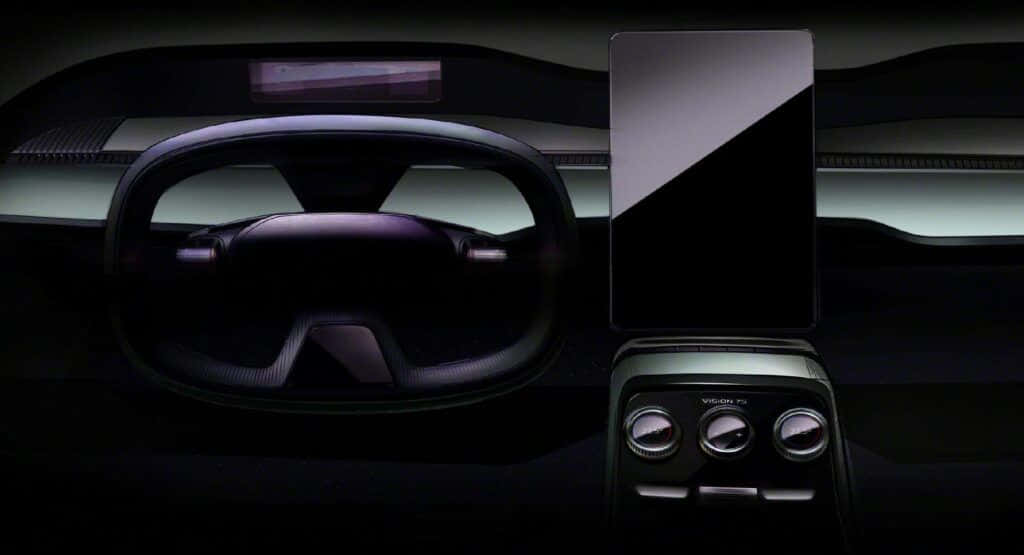 Minimalist Red Car, futuristic car interior, glowing dashboard, SD Desktop Wallpaper
