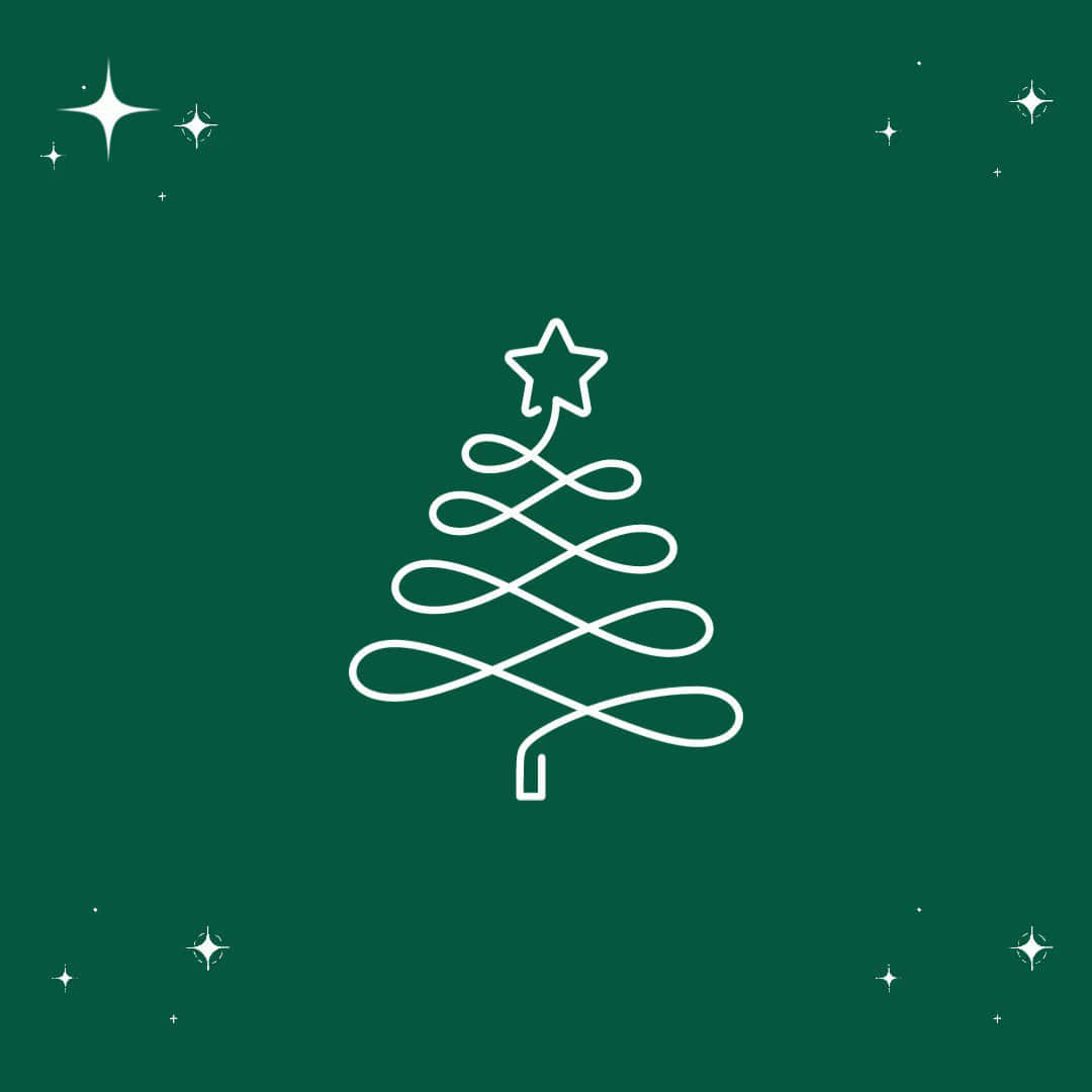 minimalist Christmas desktop, white line drawing, Christmas tree, SD Desktop Wallpaper