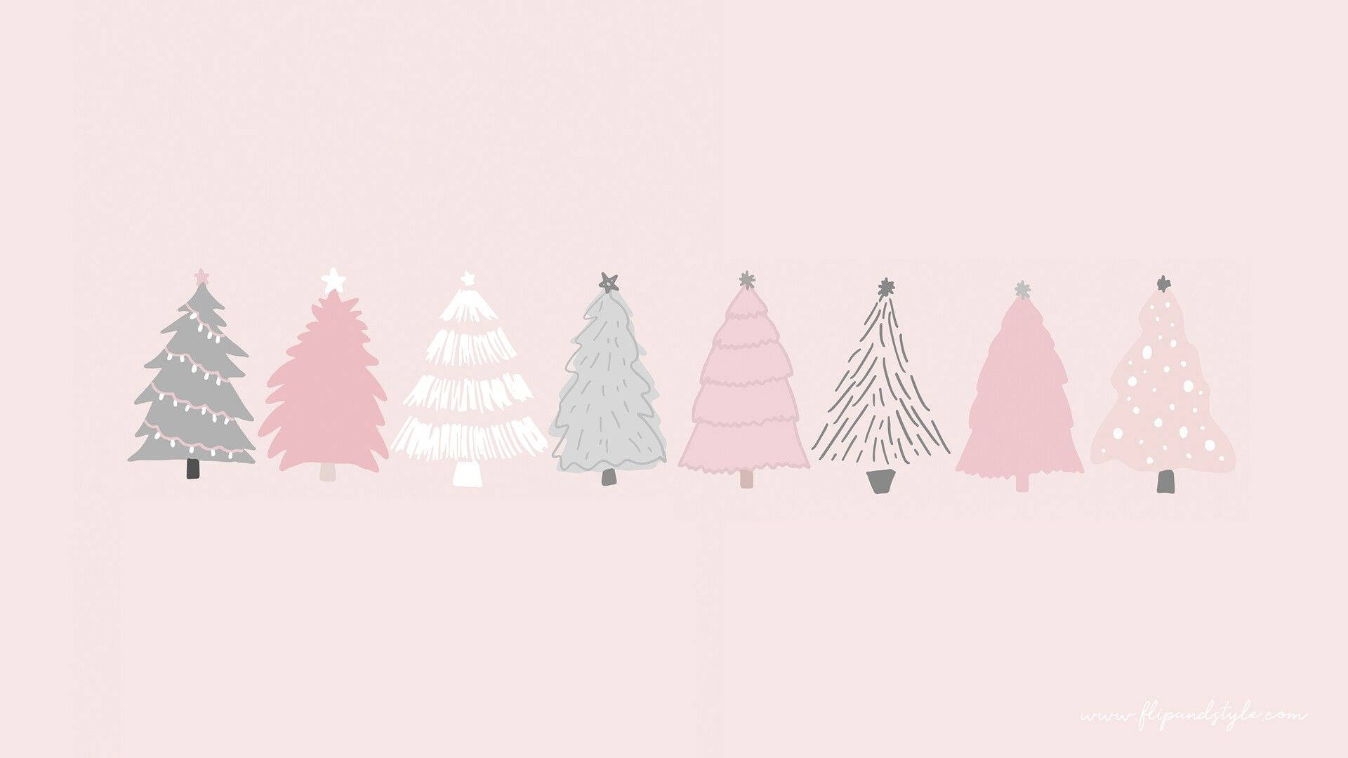 Minimalist Christmas, pastel pink, gray, Full HD Desktop Wallpaper