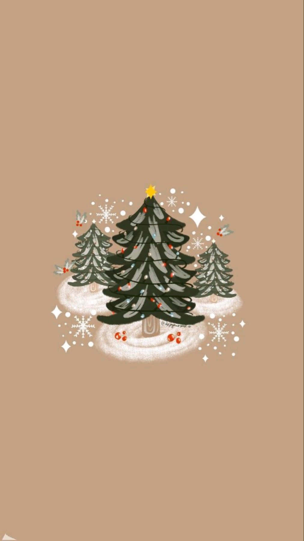 Christmas tree, snowflakes, berries, HD Phone Wallpaper