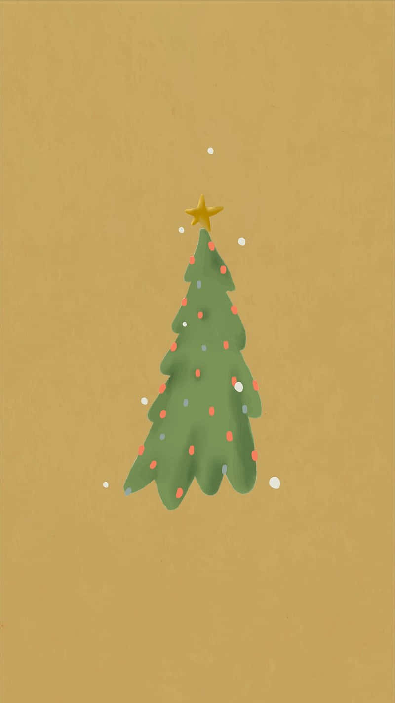 minimalist Christmas tree, colorful dots, gold star, HD Phone Wallpaper