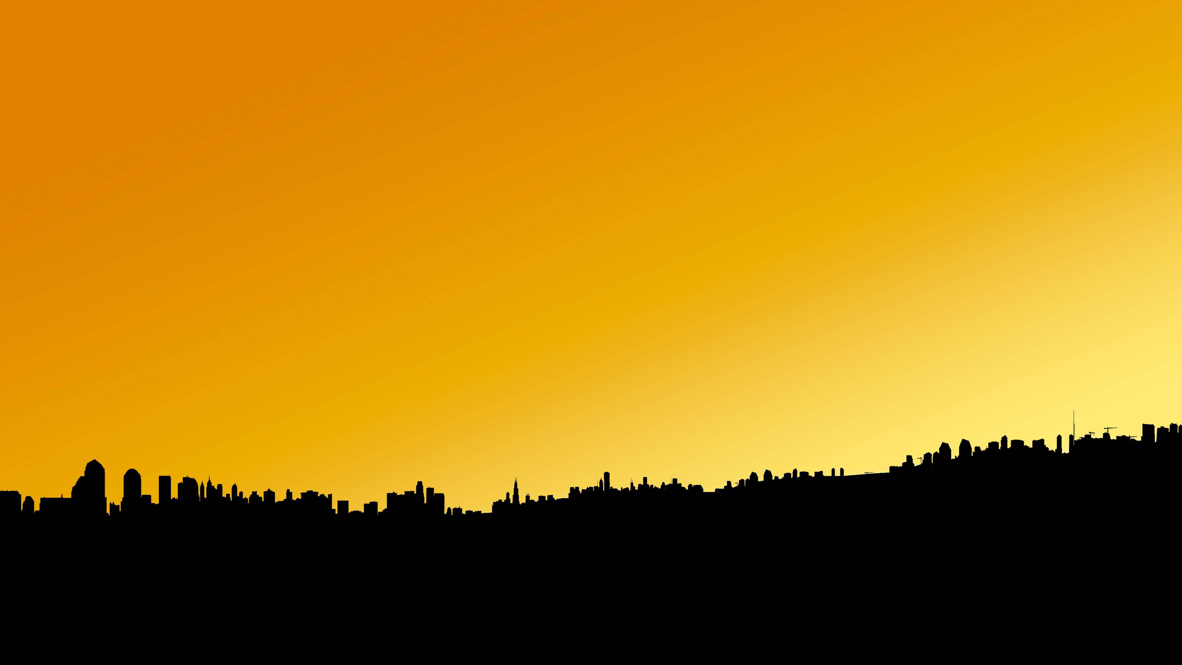 4K, minimalist cityscape, silhouette, 4K Desktop Wallpaper