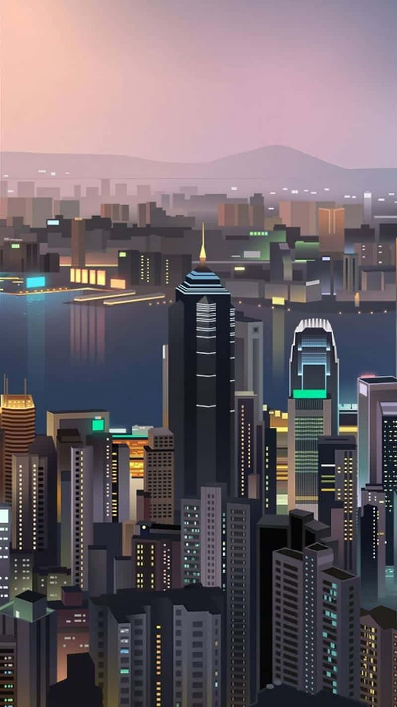 minimalist dusk cityscape, dusk, towering skyscrapers, HD Phone Wallpaper