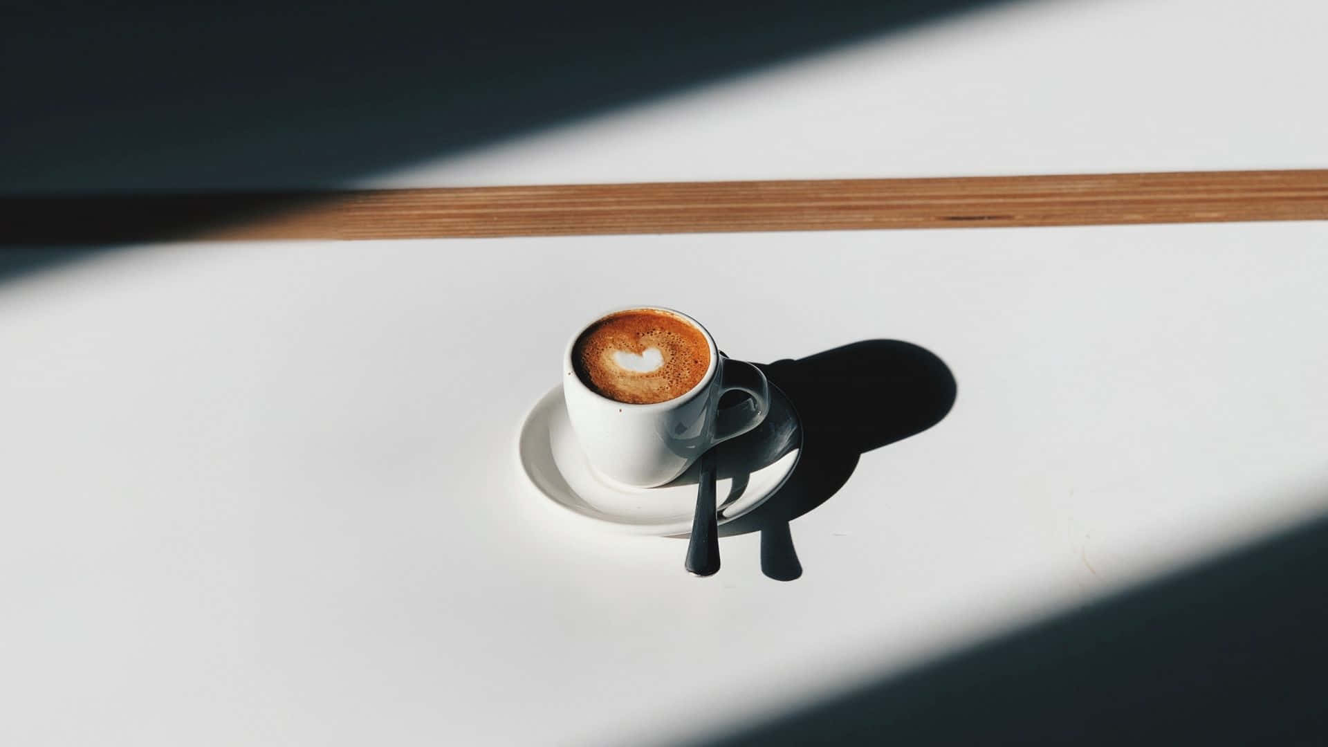 white coffee cup, heart latte art, saucer, Full HD Desktop Wallpaper