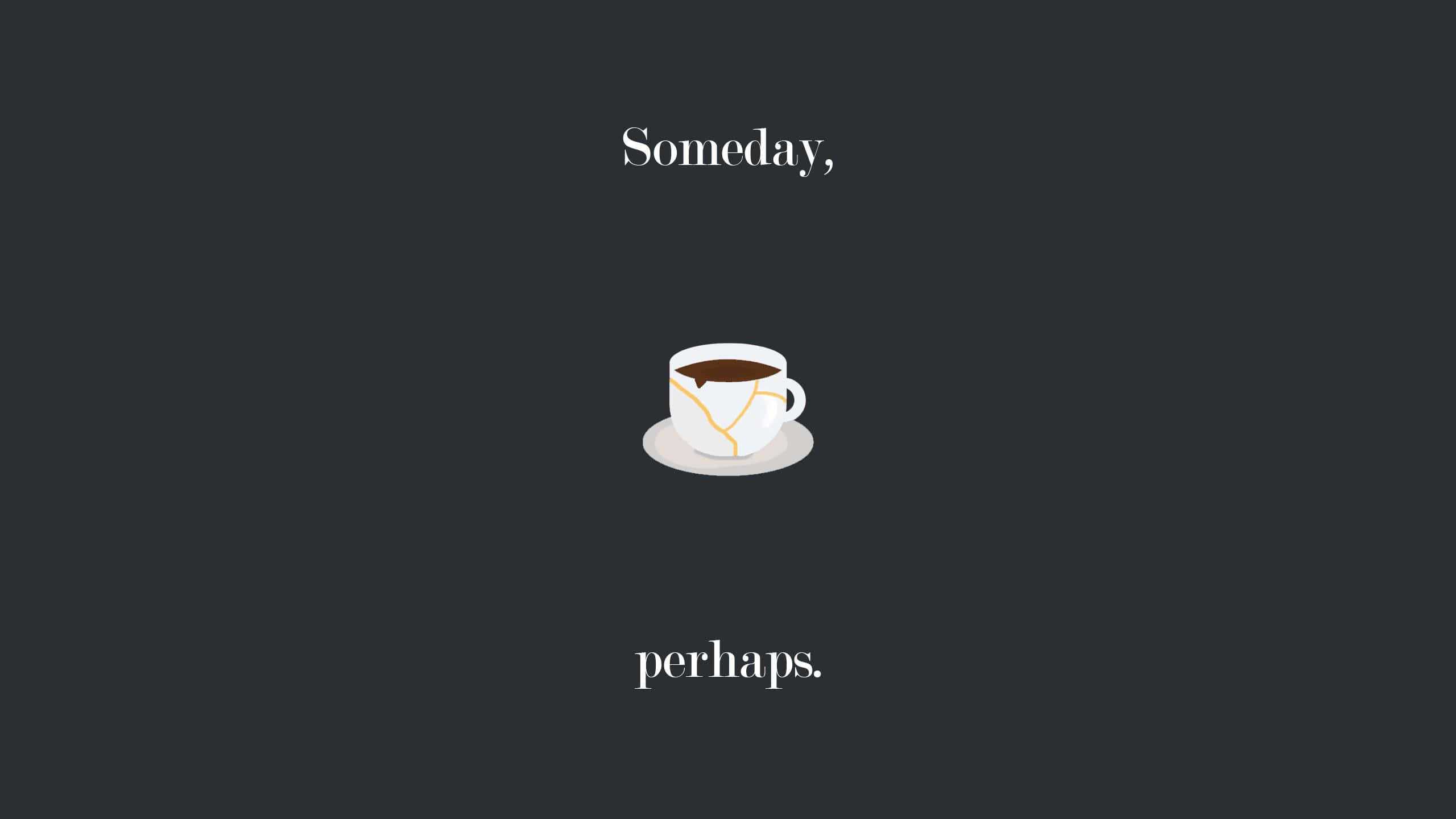 minimalist coffee, white coffee cup, gold repair lines, 2K Desktop Wallpaper