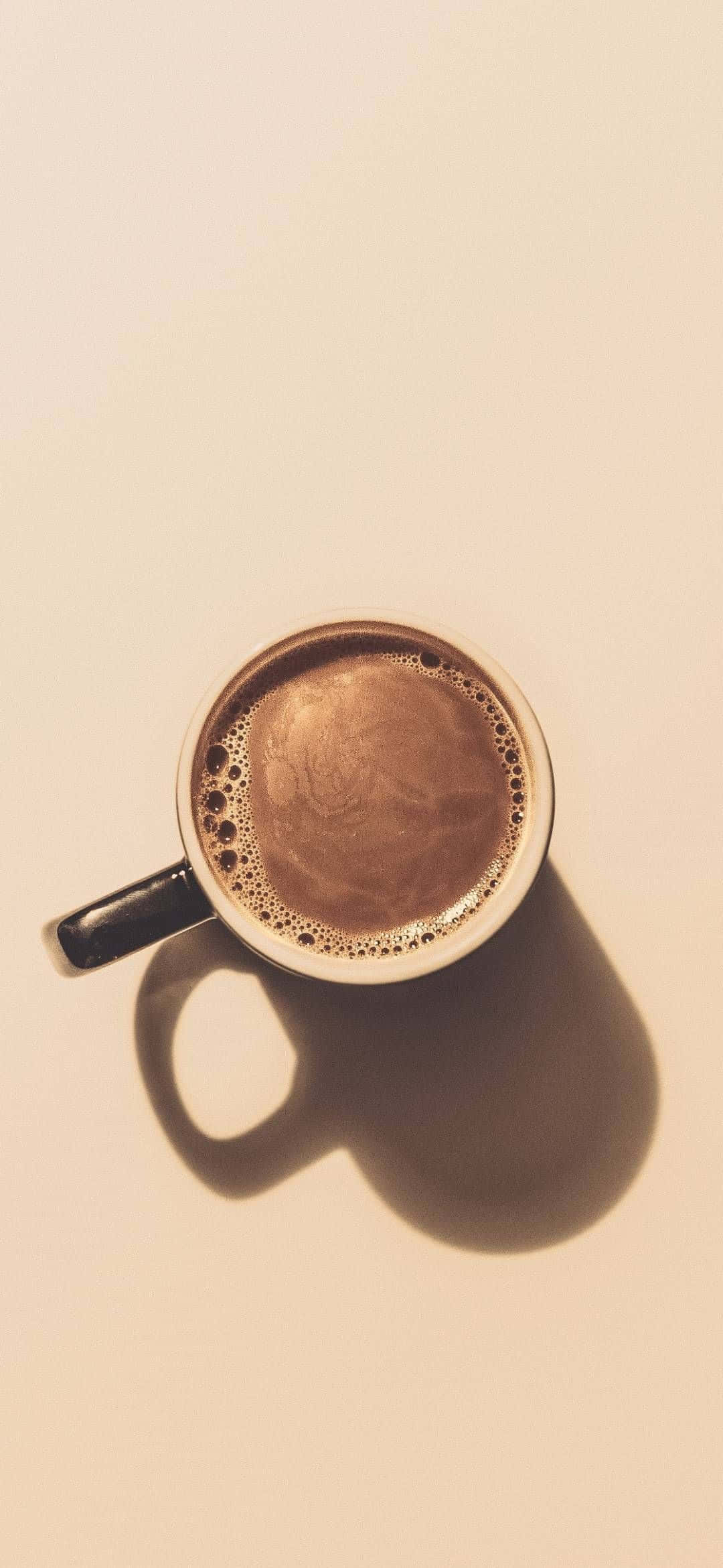 minimalist coffee, steaming coffee mug, warm beige surface, Full HD Phone Wallpaper