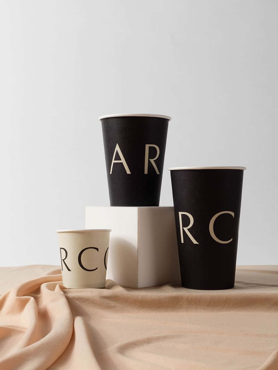 Minimalist Coffee, wooden table, beige fabric, SD Phone Wallpaper