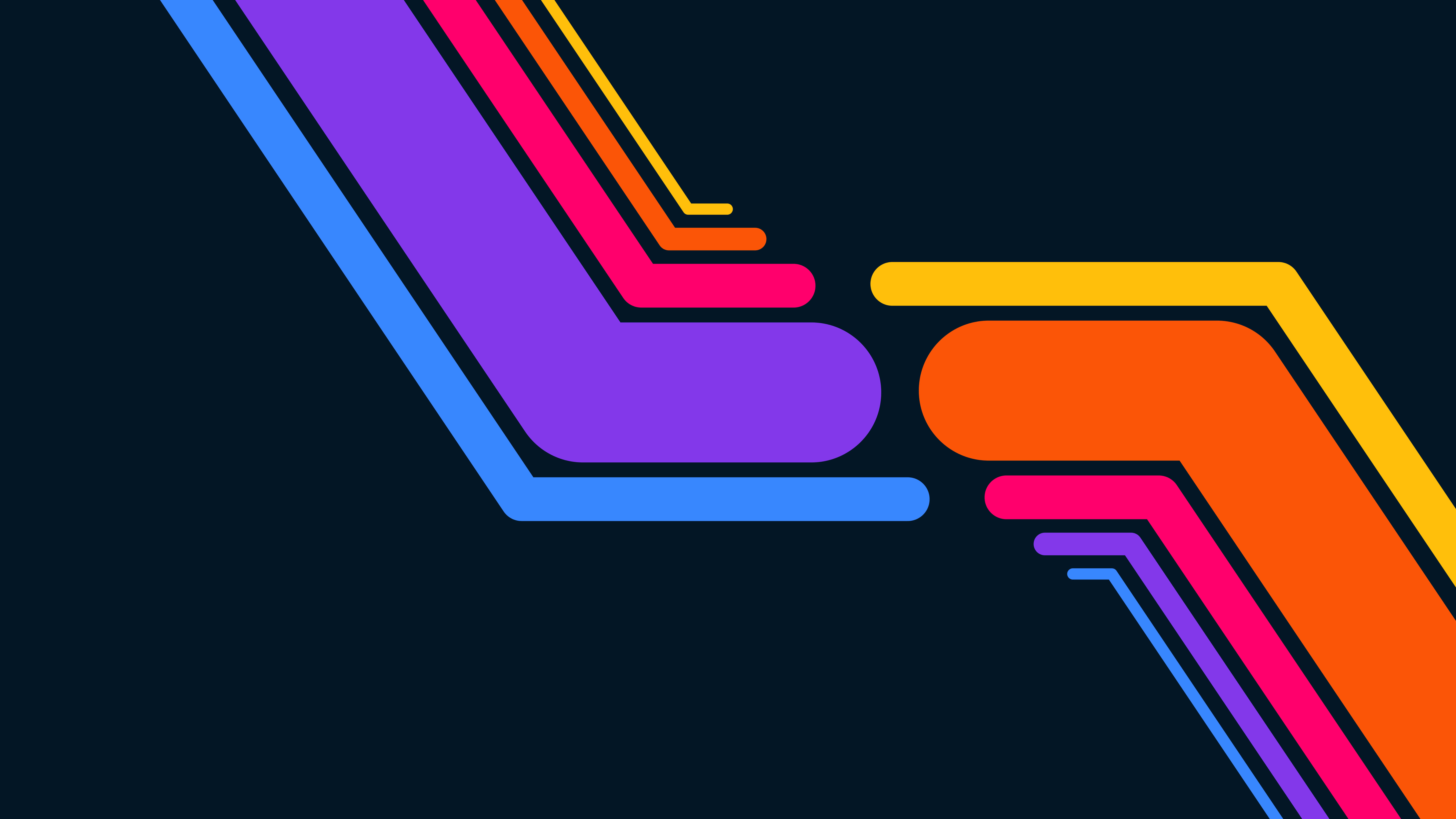 Vibrant Minimalist Colorful, retro-futuristic, geometric shapes, 8K Desktop Wallpaper