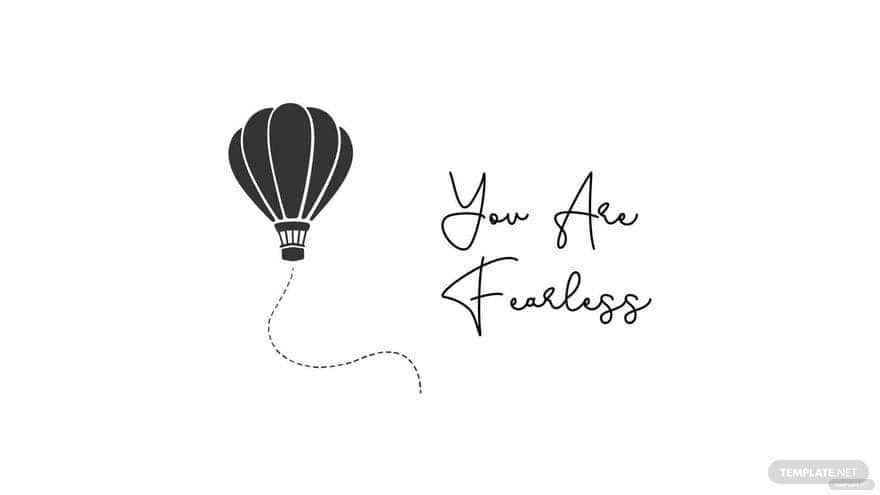 black hot air balloon, dashed line trail, elegant cursive text, SD Desktop Wallpaper