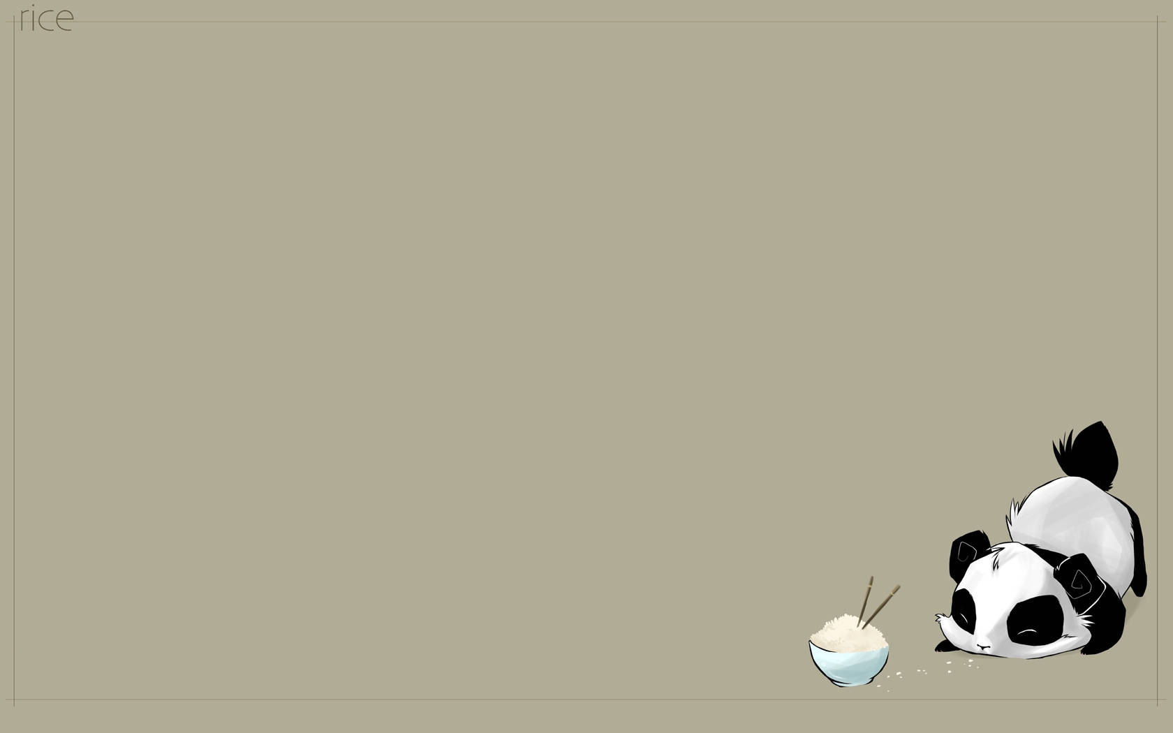 cute cartoon panda, bowl of rice, chopsticks, HD Desktop Wallpaper