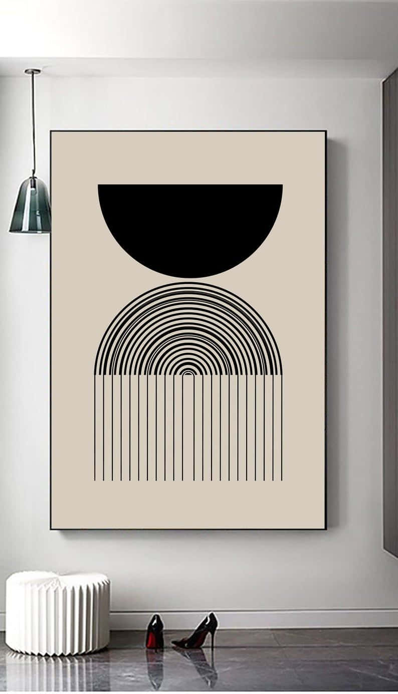 minimalist abstract art piece, black half-circle, concentric arcs, HD Phone Wallpaper