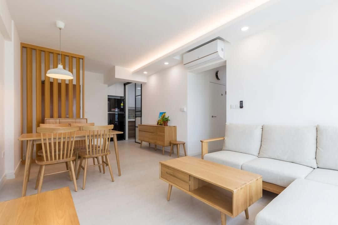 minimalist design, light wood furniture, white walls, SD Desktop Wallpaper