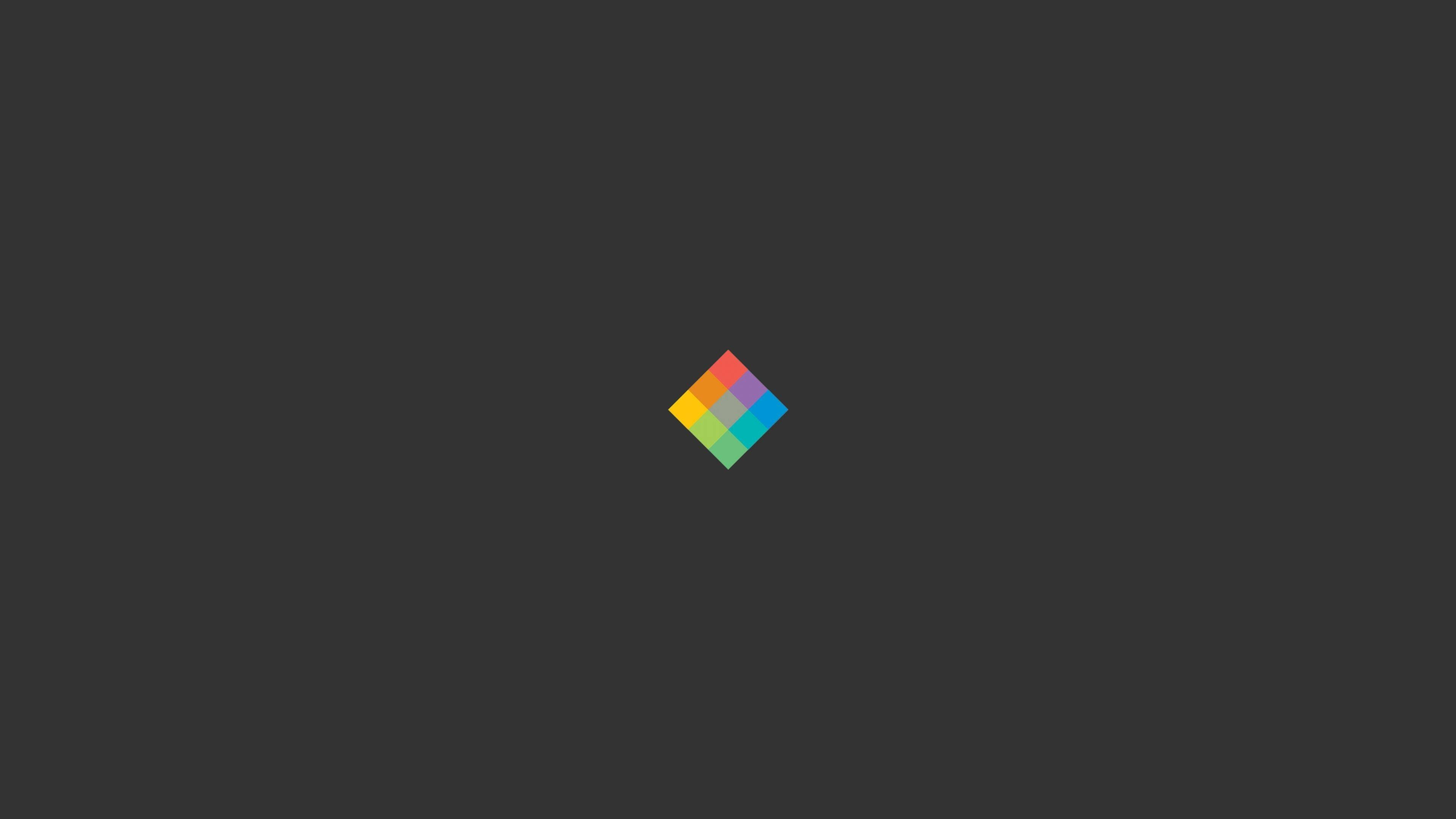 colorful squares, geometric diamond, dark gray background, 4K Desktop Wallpaper