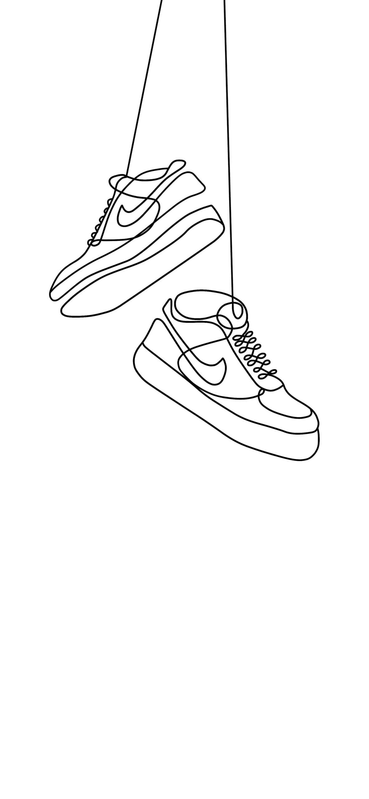 Nike sneakers, thin lines, stark white background, 2K Phone Wallpaper