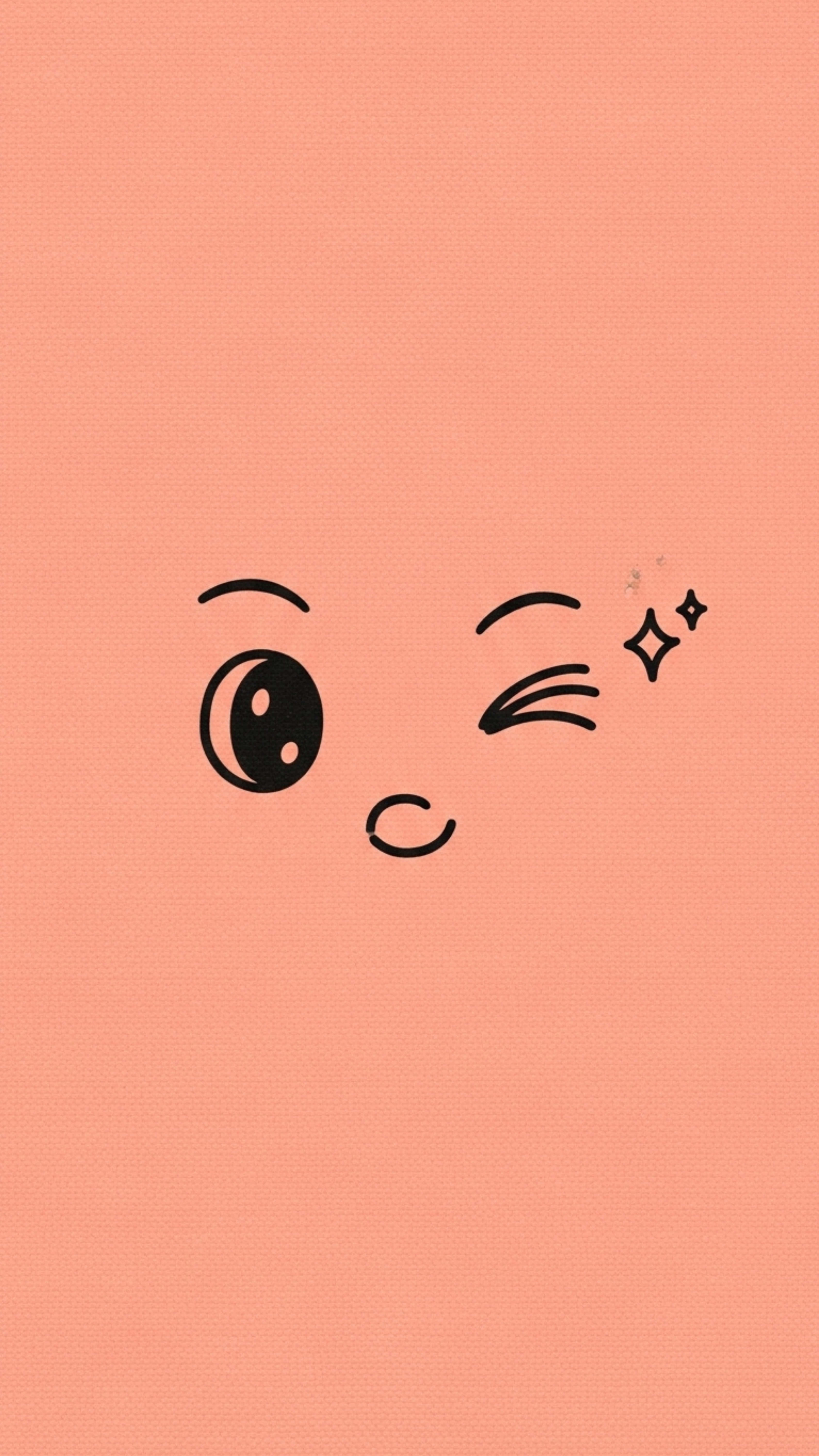 smiling chibi face, heart blush marks, dusty rose gradient background, 5K Phone Wallpaper