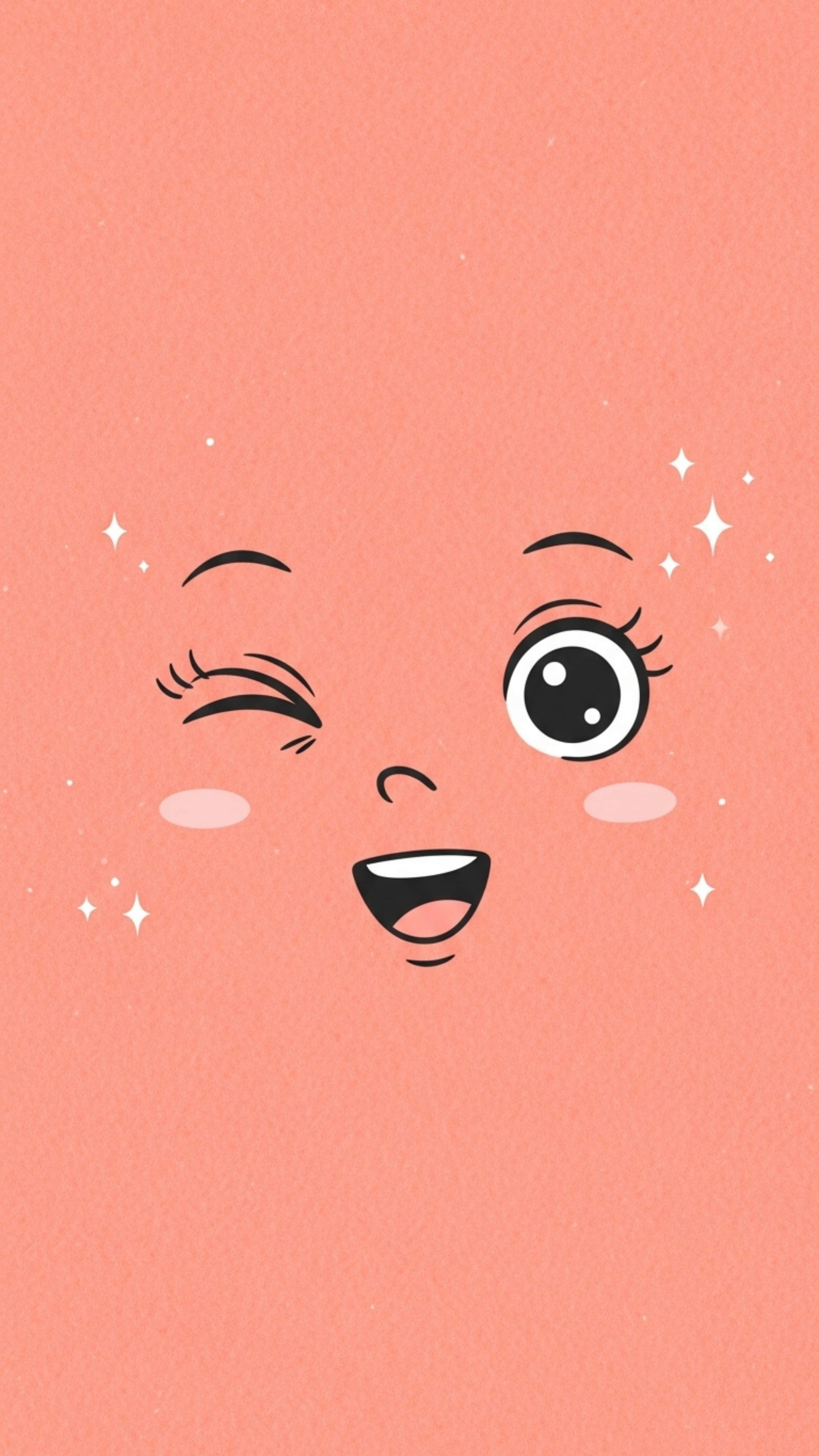 smiling chibi face, heart blush marks, dusty rose gradient background, 5K Phone Wallpaper