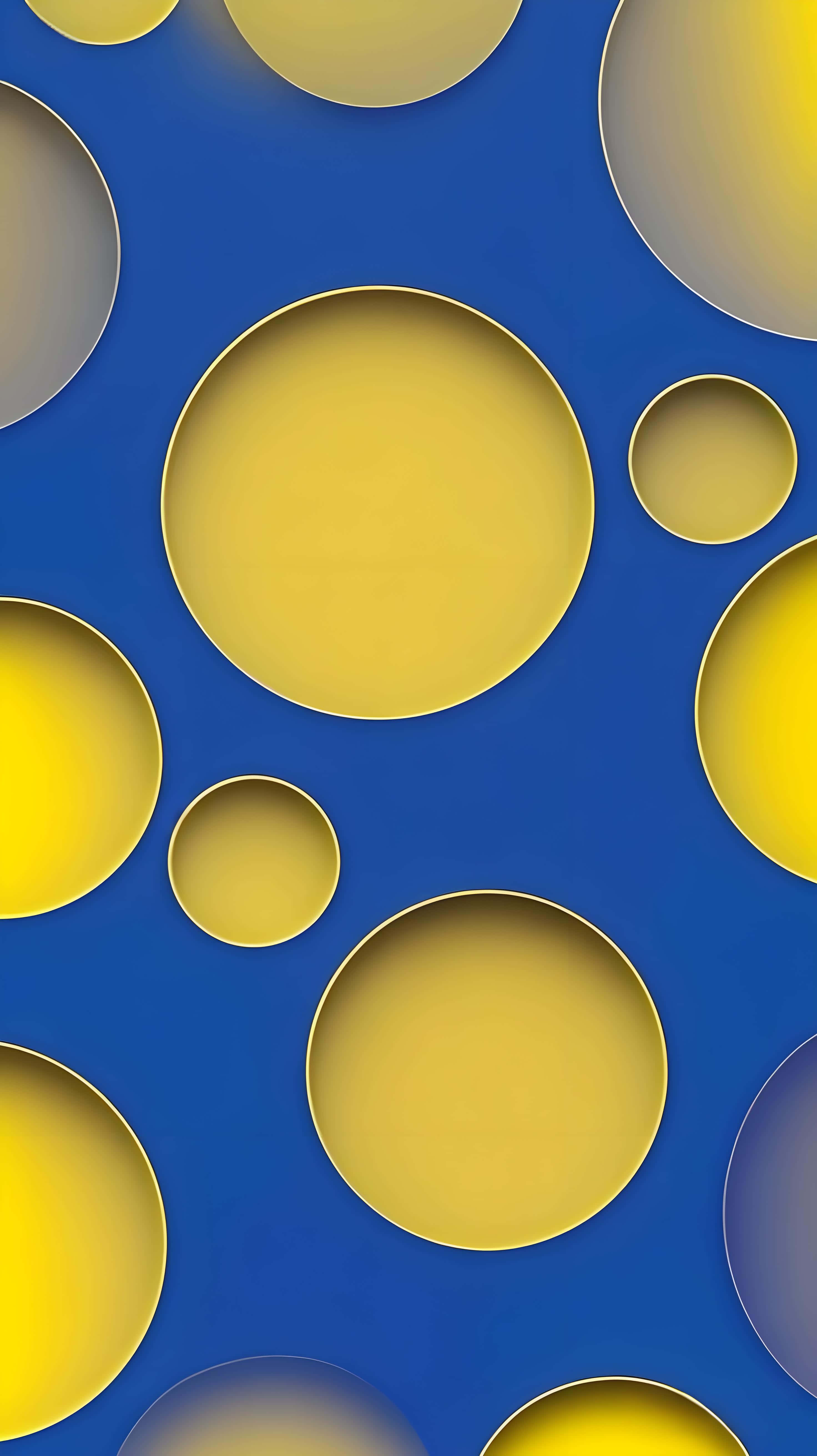 geometric circles, blue, yellow, 5K Phone Wallpaper