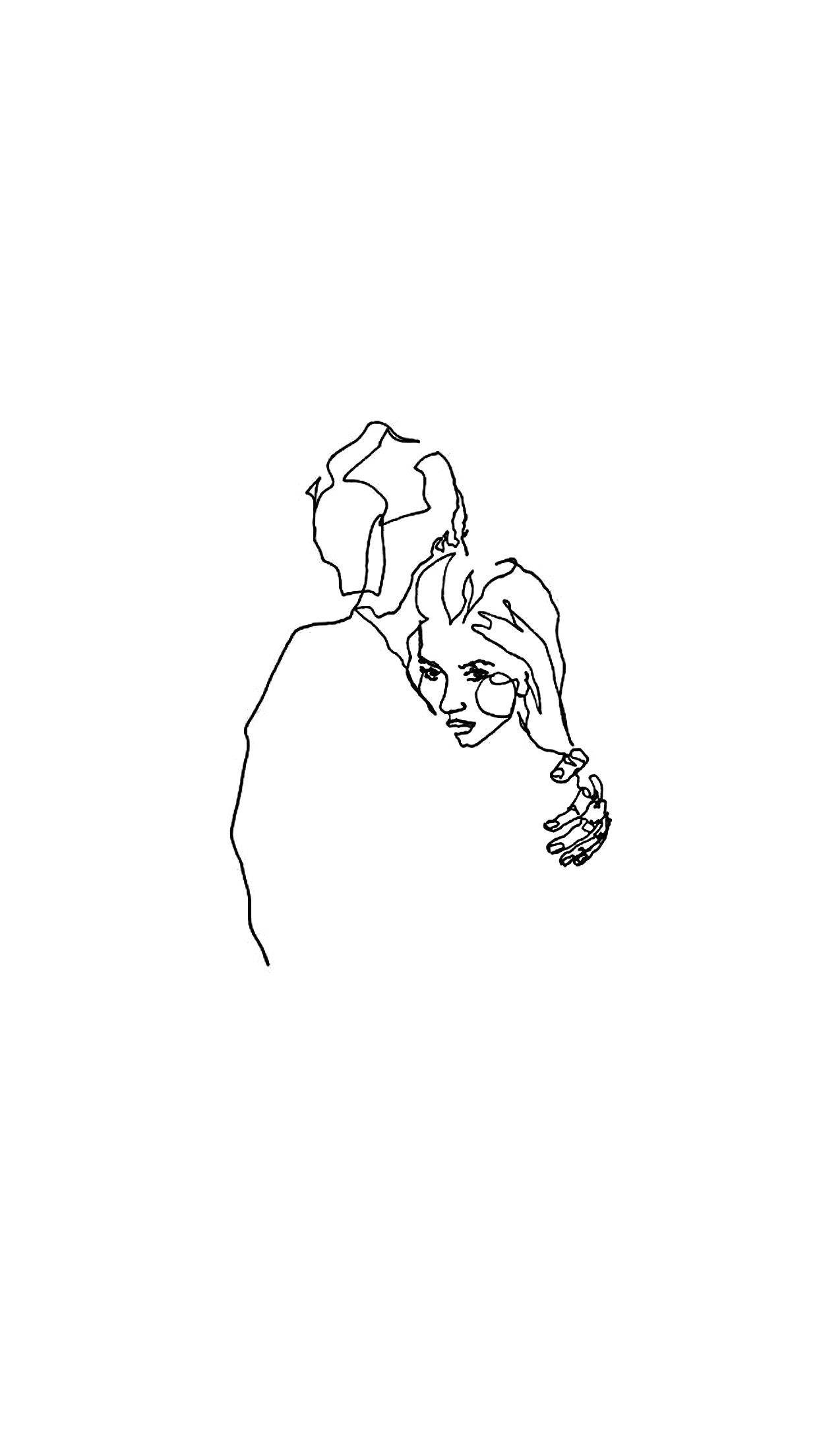 outline, minimalist black line drawing, person, Full HD Phone Wallpaper