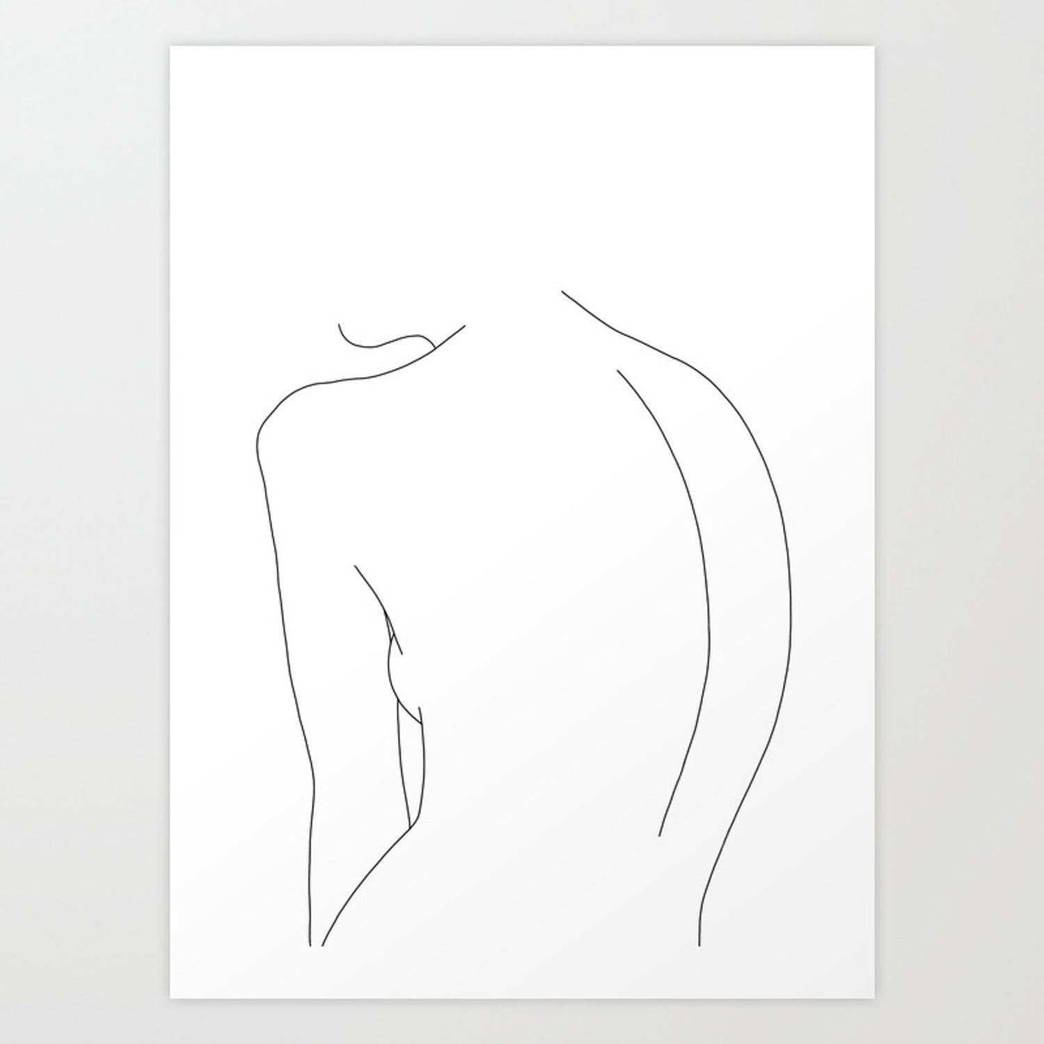 Outline Curved Back Art, female back silhouette, minimalist black line drawing, HD Desktop Wallpaper