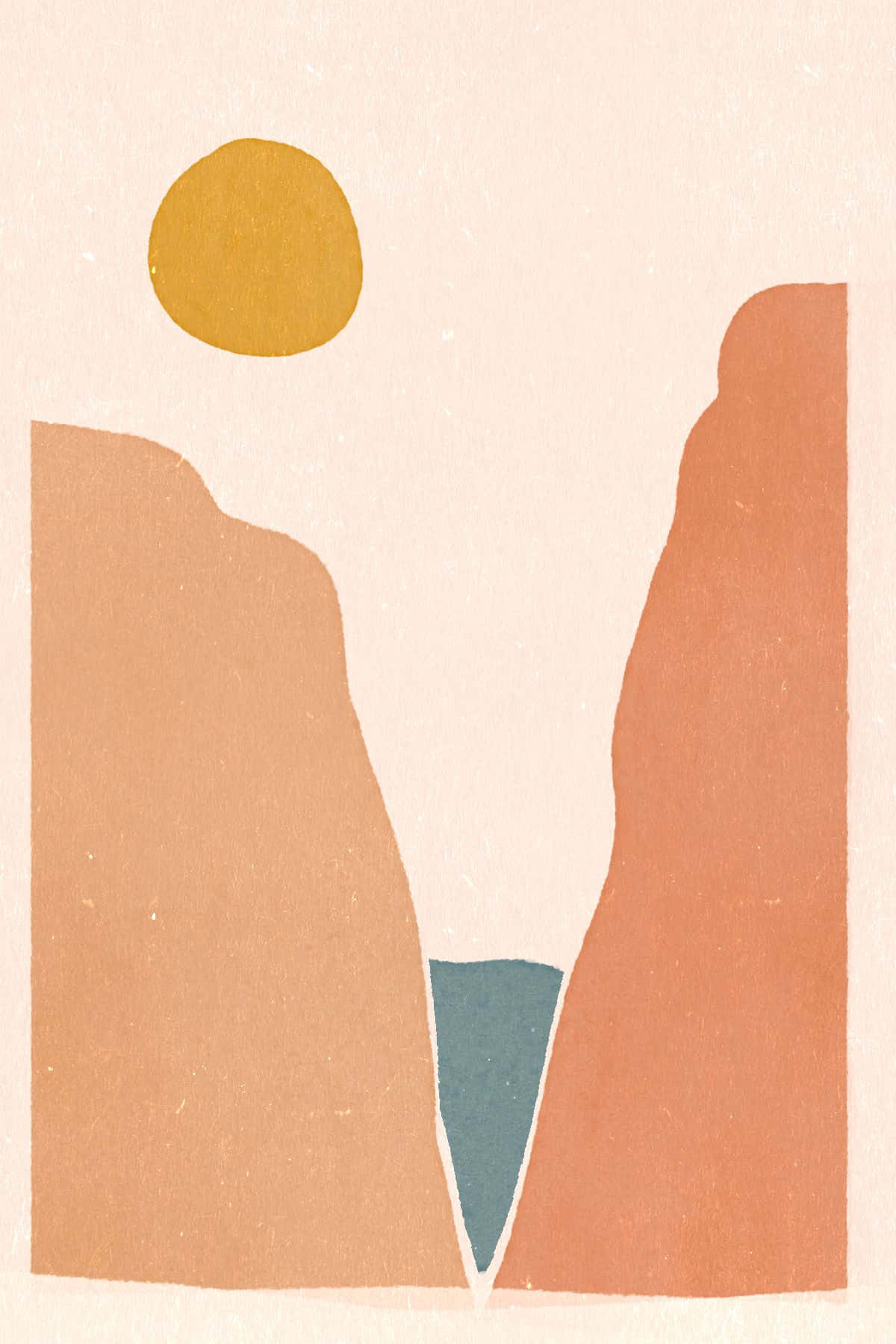 minimalist painting, terracotta cliffs, golden sun, HD Phone Wallpaper