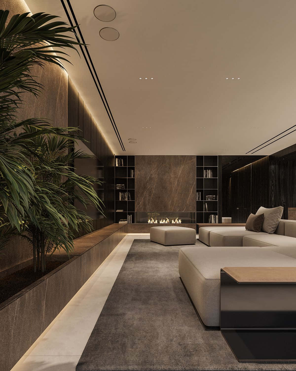 minimalist design, gray rug, beige sectional sofa, HD Phone Wallpaper