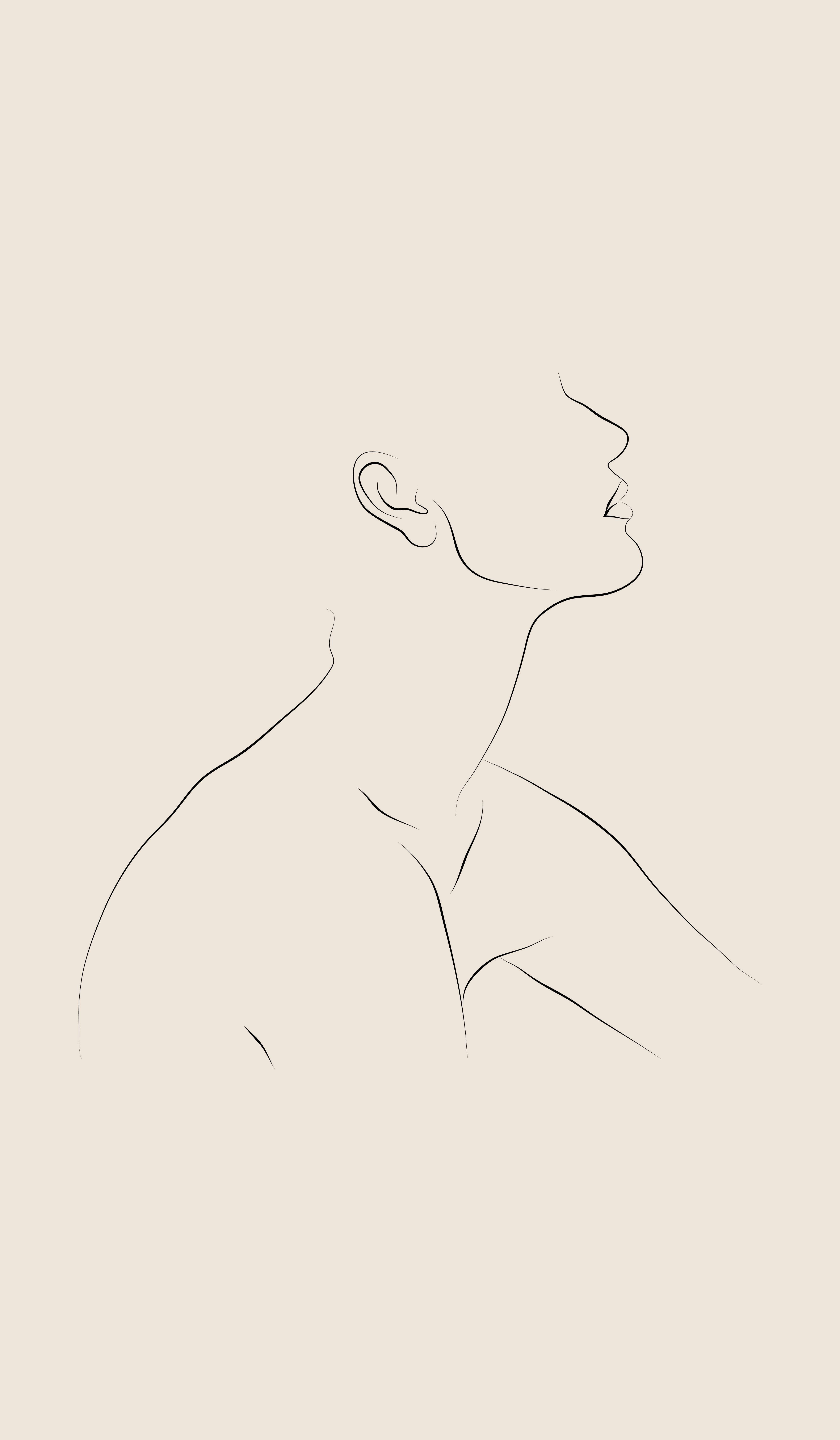 outline, human neck, shoulder profile, 5K Phone Wallpaper