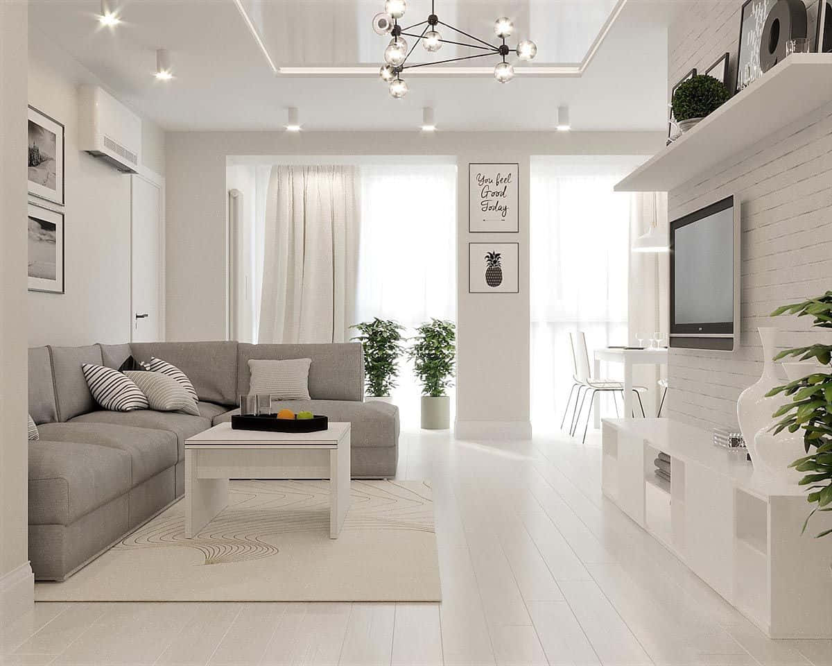 minimalist design, white walls, light wood floors, SD Desktop Wallpaper